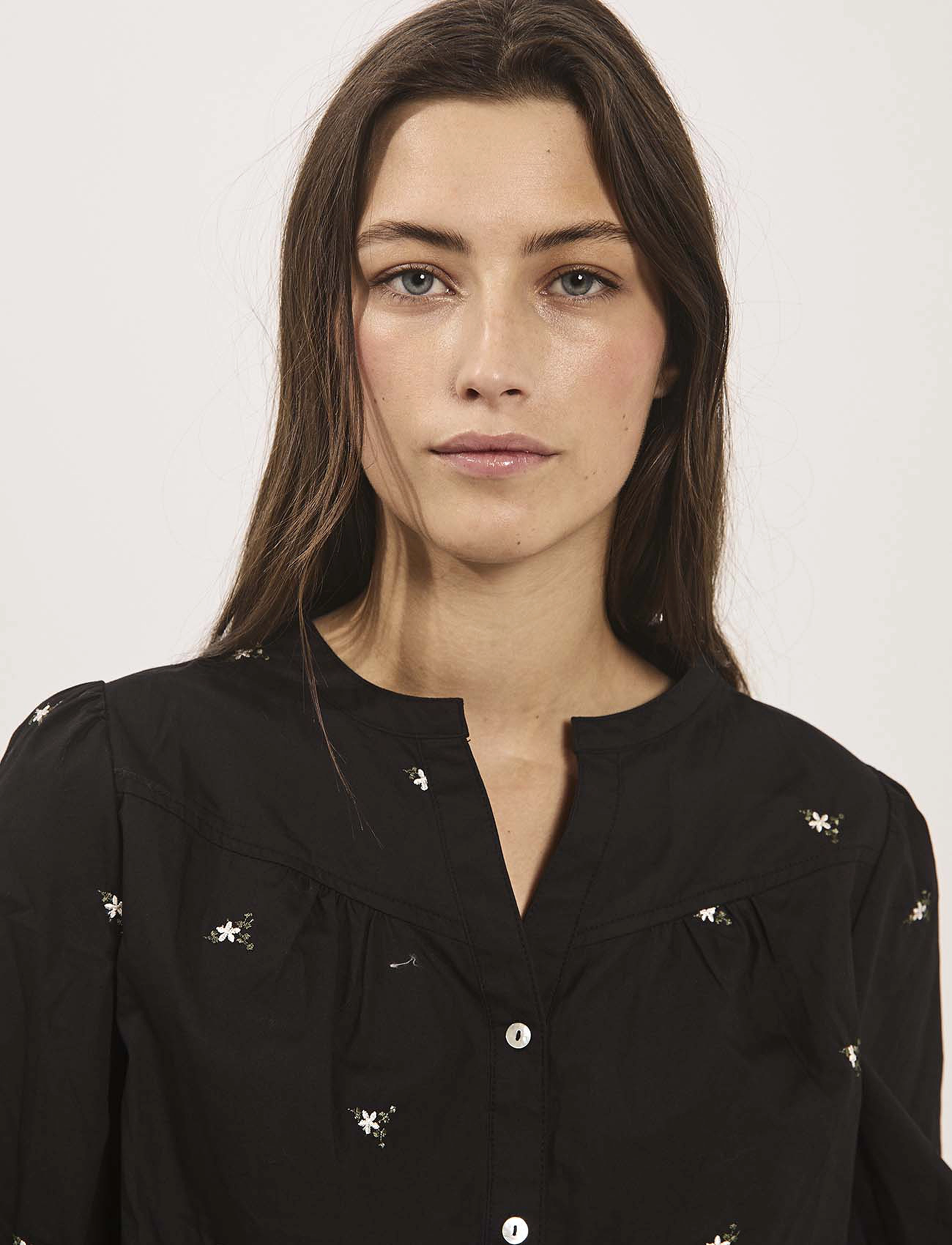 NORR - Miluna shirt - pikkade varrukatega särgid - black comb. - 4