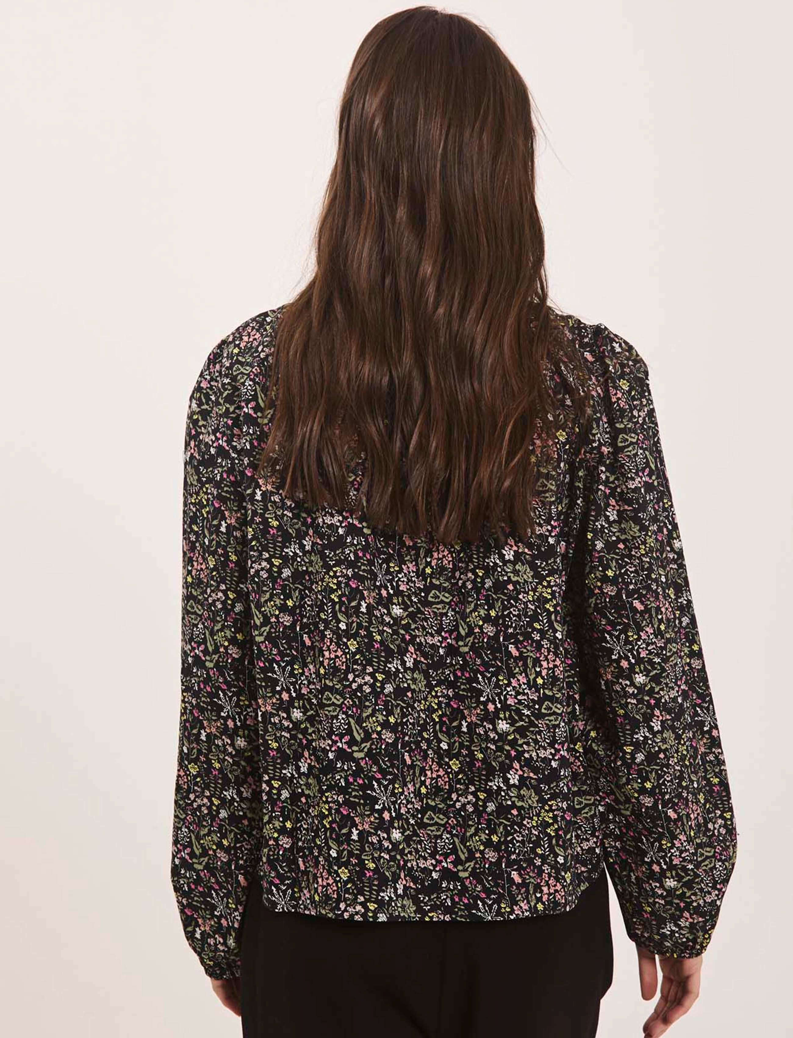 NORR - Opal top - langärmlige blusen - black flower print - 3