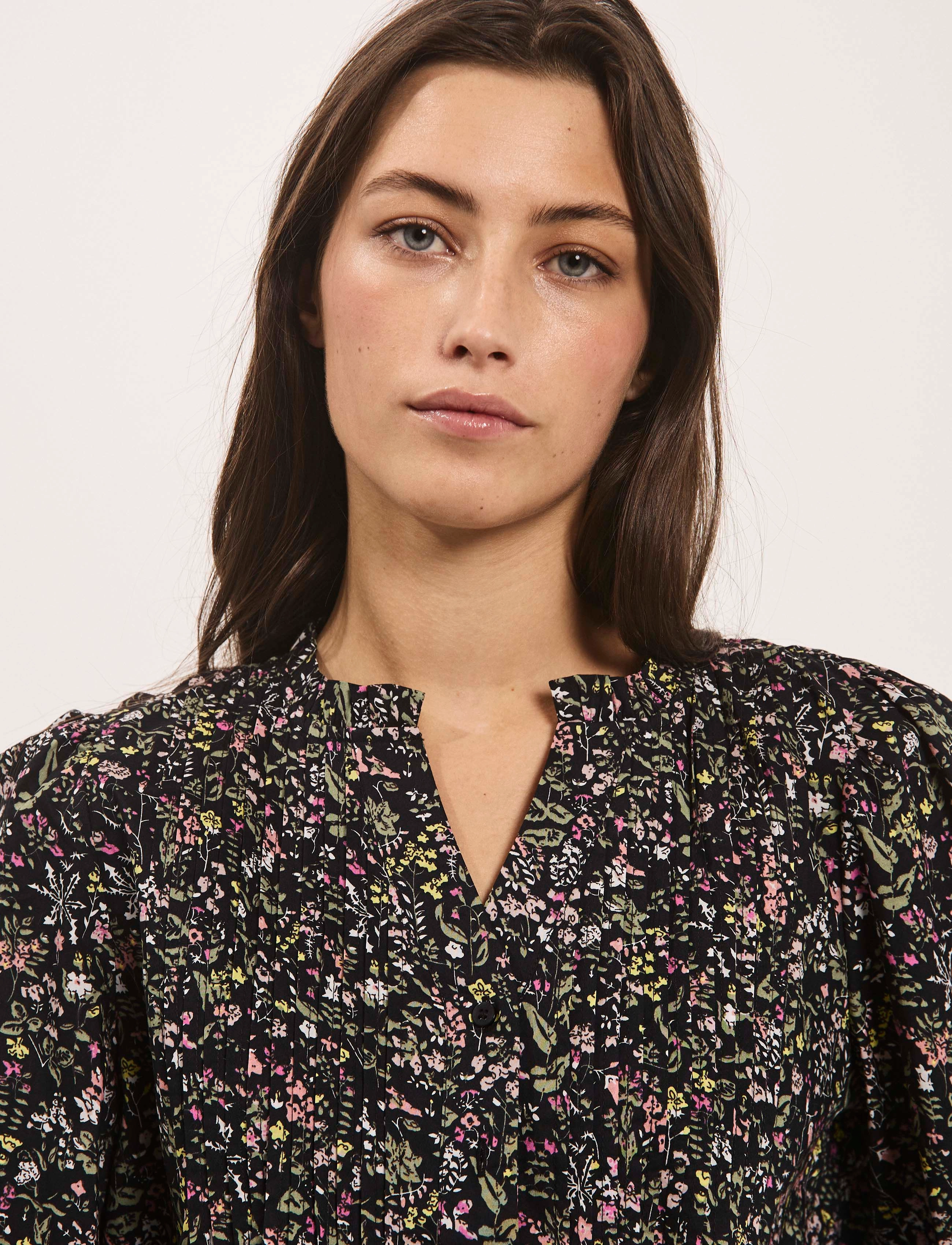 NORR - Opal top - langärmlige blusen - black flower print - 4