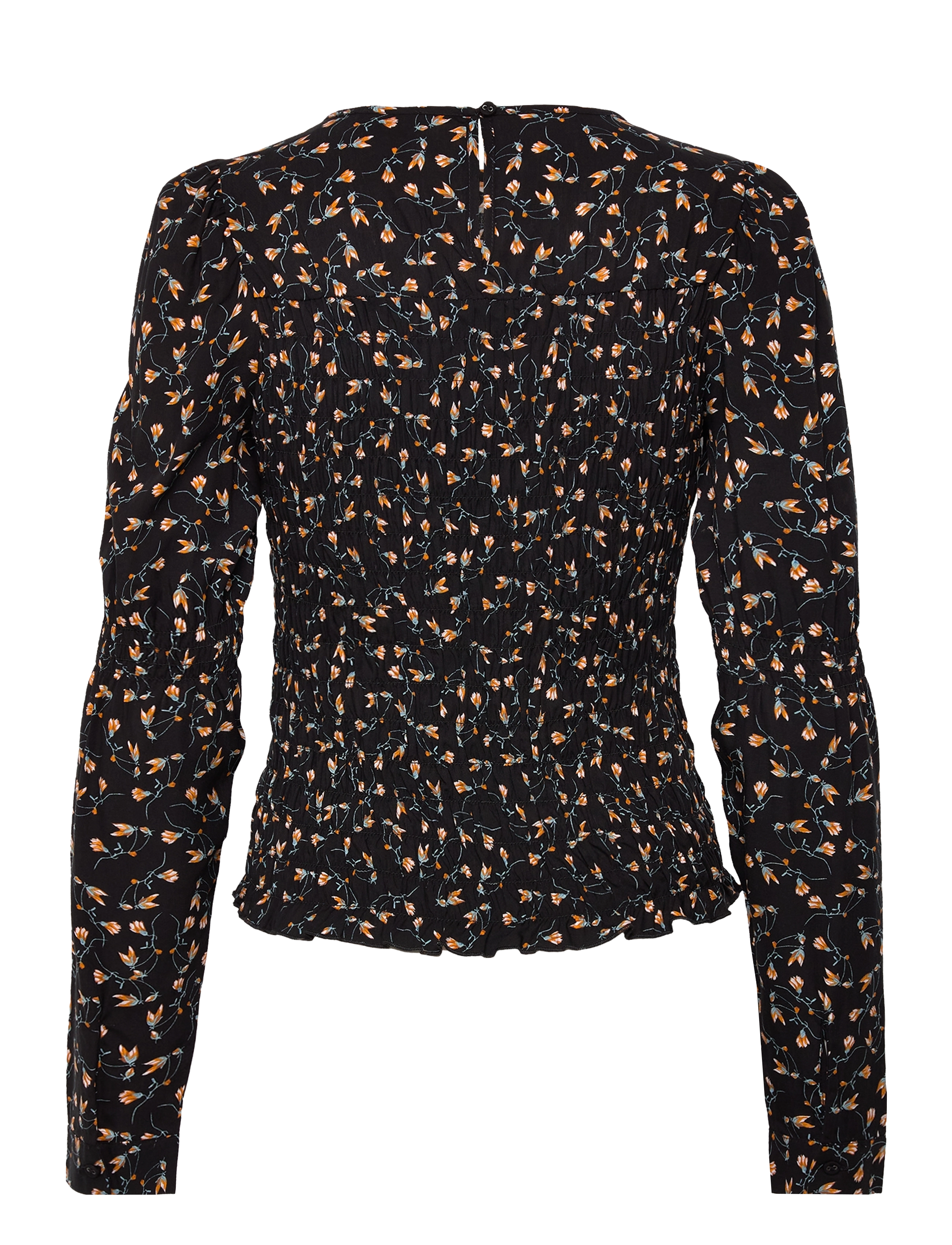 NORR - Sabby smock top - langærmede bluser - black flower print - 2