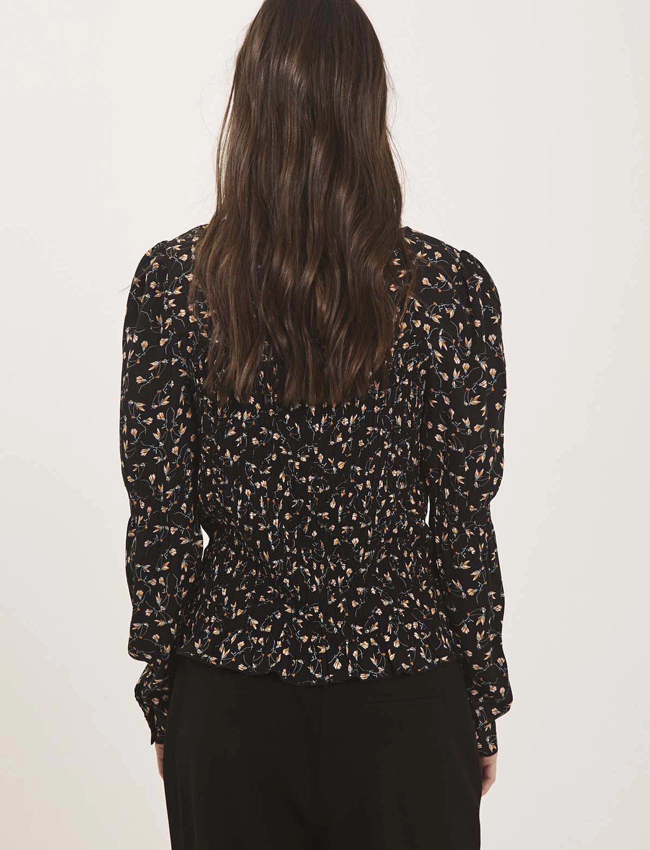 NORR - Sabby smock top - langærmede bluser - black flower print - 3