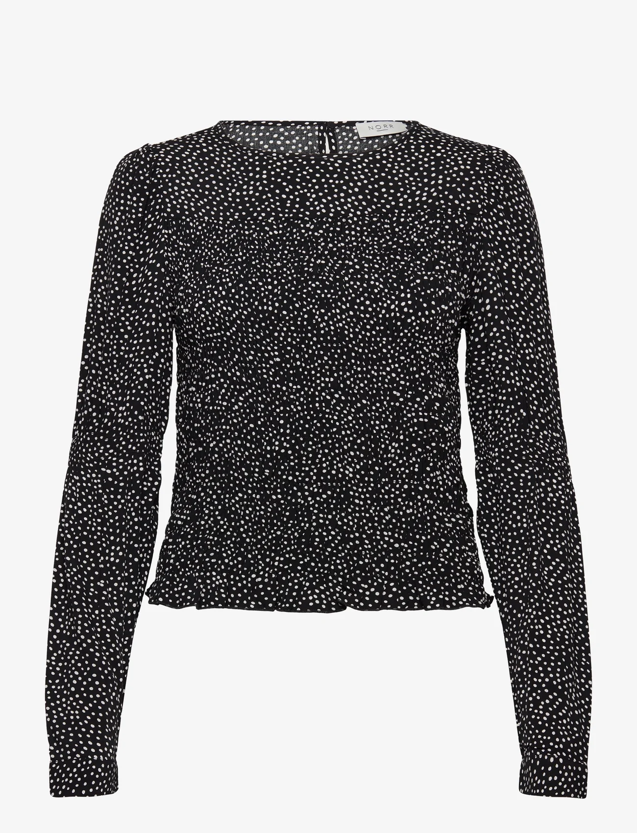 NORR - Sabby smock top - blouses met lange mouwen - black print - 0