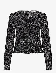 NORR - Sabby smock top - long-sleeved blouses - black print - 0