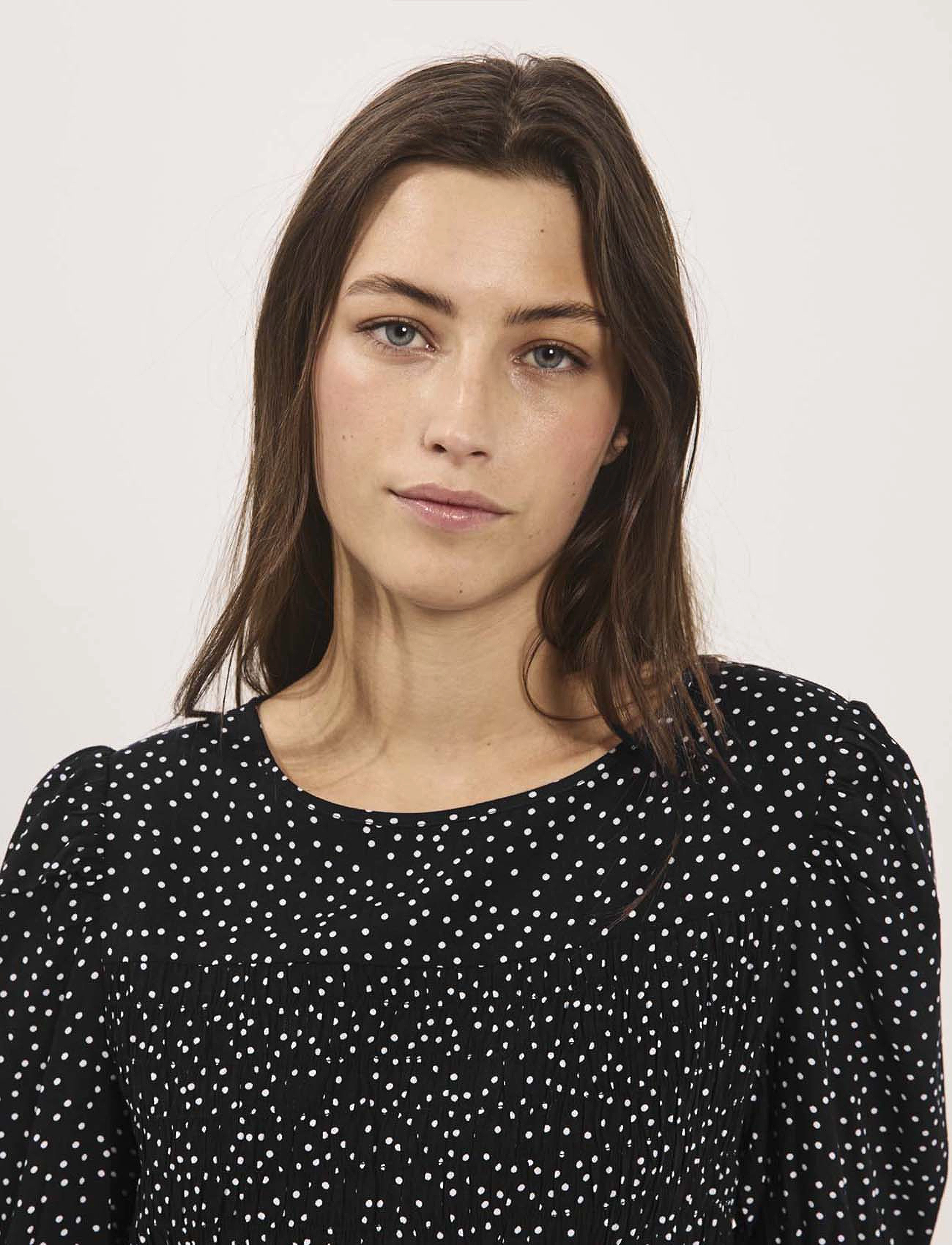 NORR - Sabby smock top - blouses met lange mouwen - black print - 4