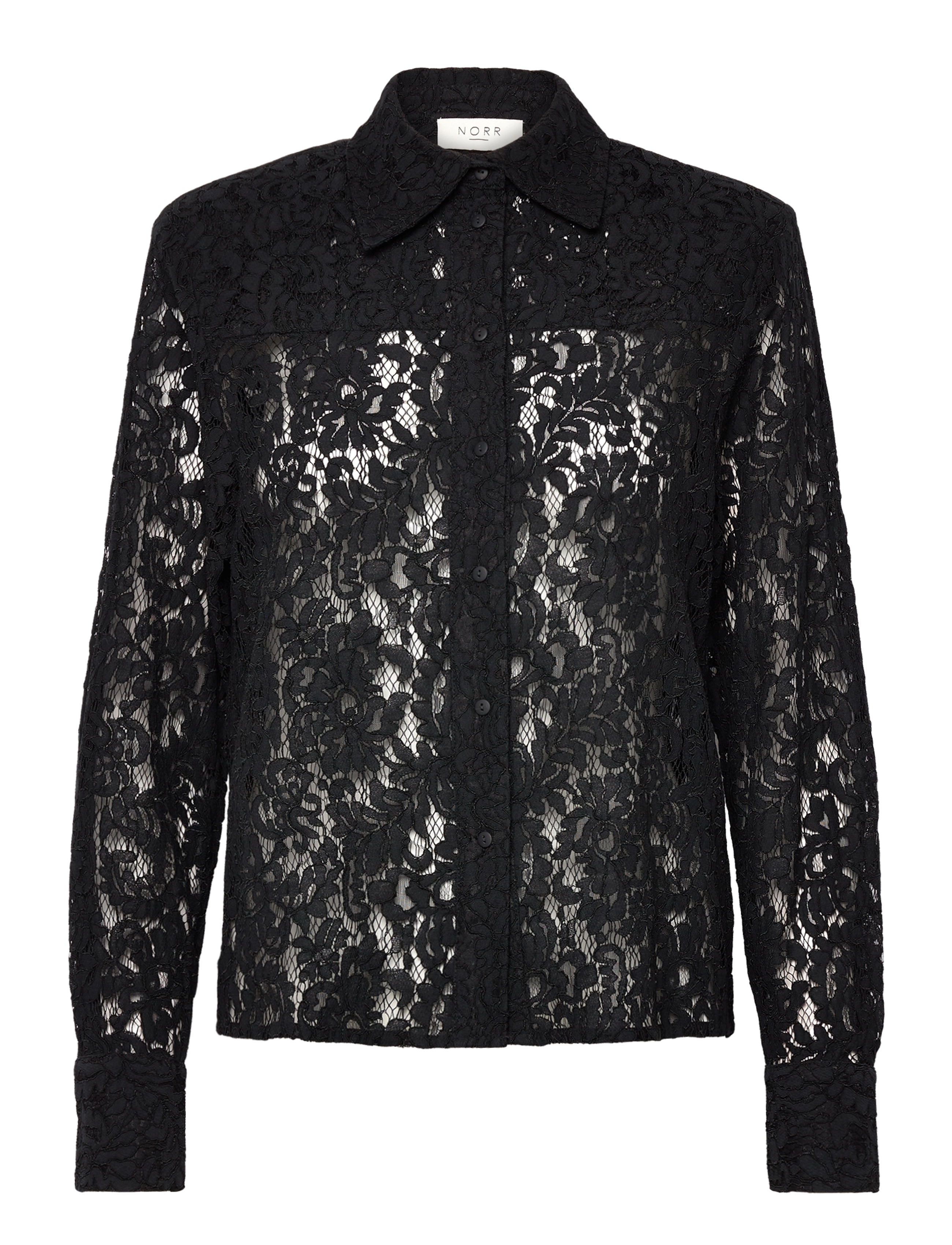 NORR Sylvina lace shirt - Tøj - BLACK / black