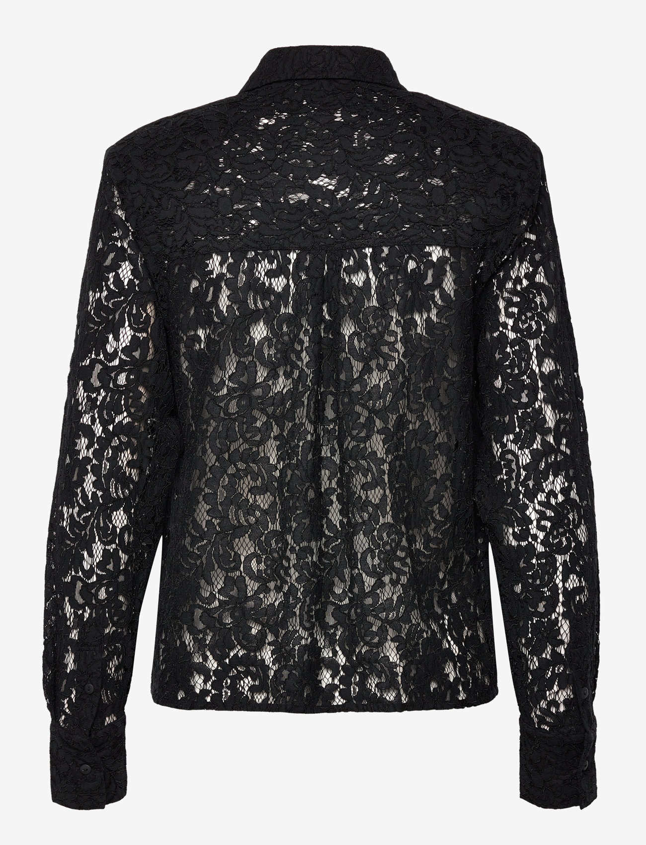 NORR - Sylvina lace shirt - langærmede skjorter - black - 2