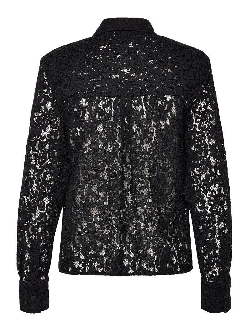NORR - Sylvina lace shirt - langærmede skjorter - black - 2