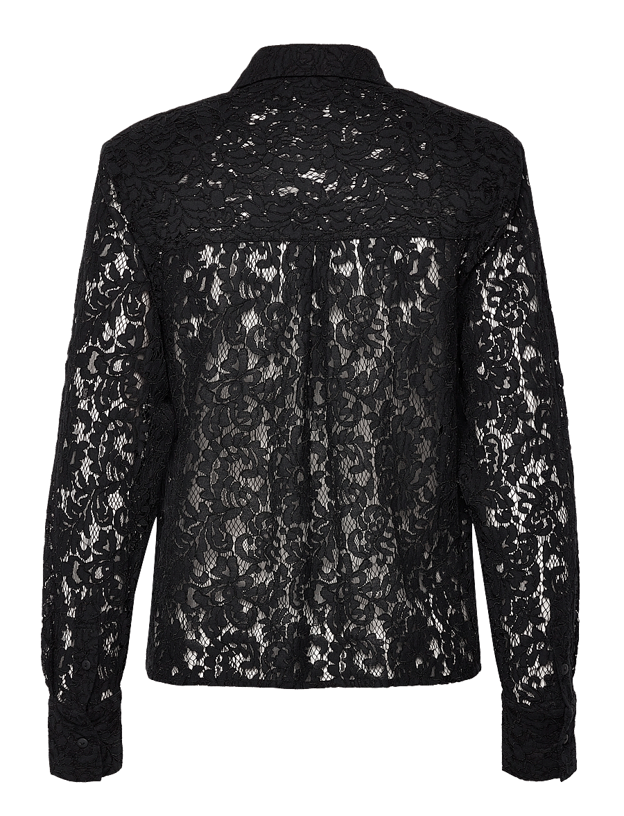 NORR - Sylvina lace shirt - långärmade skjortor - black - 2