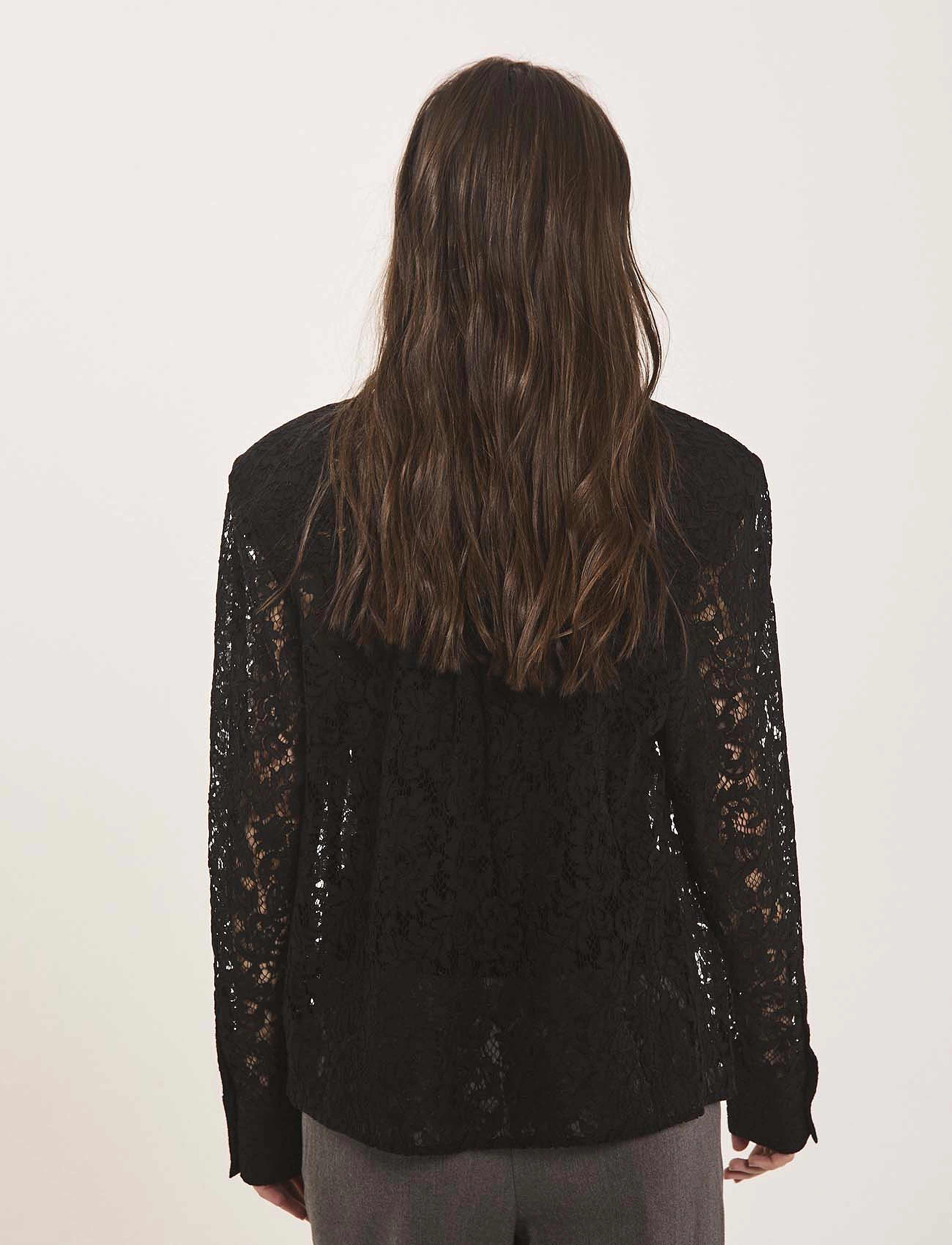 NORR - Sylvina lace shirt - långärmade skjortor - black - 3