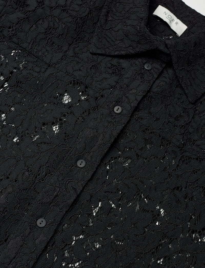 NORR - Sylvina lace shirt - langærmede skjorter - black - 5