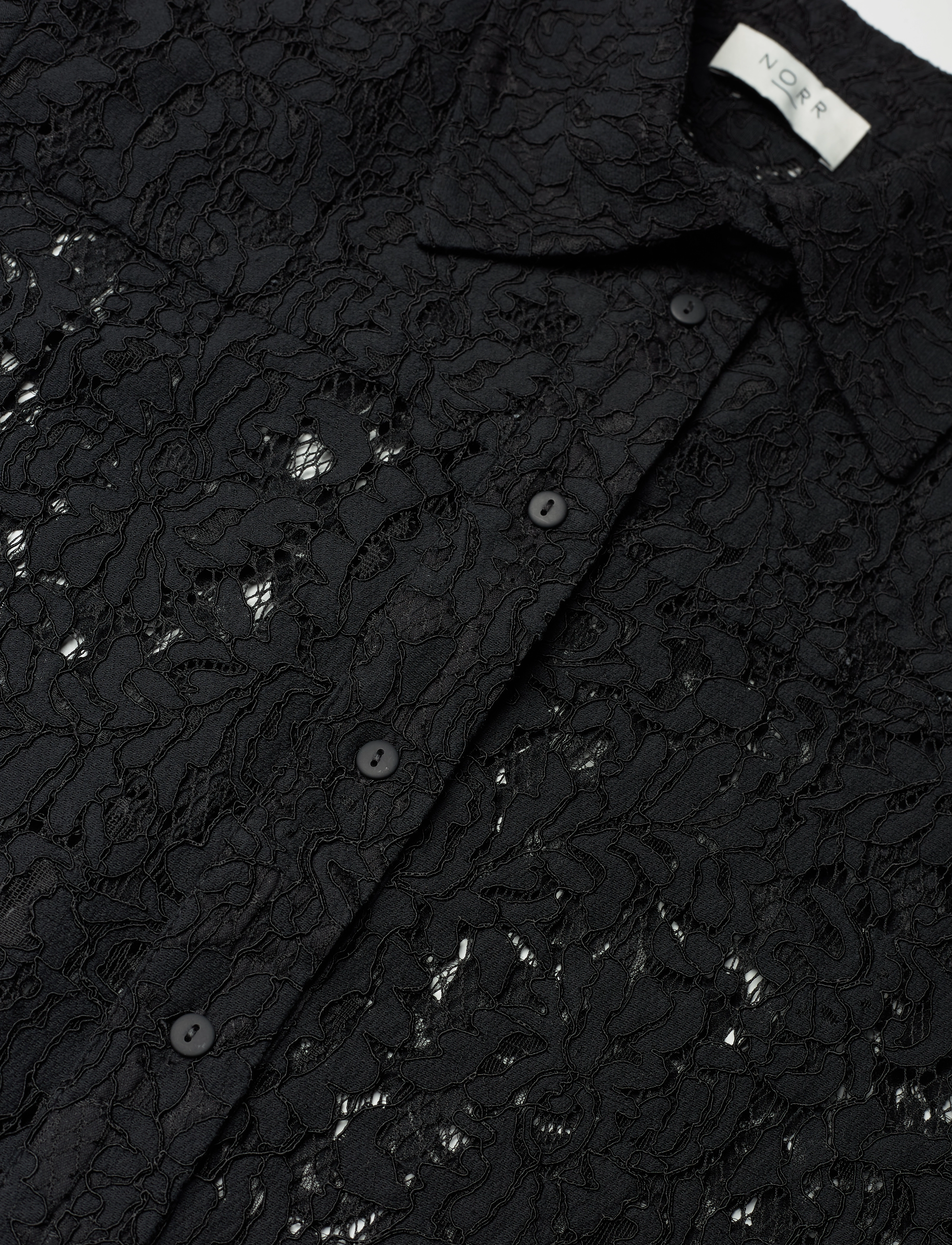 NORR - Sylvina lace shirt - långärmade skjortor - black - 5