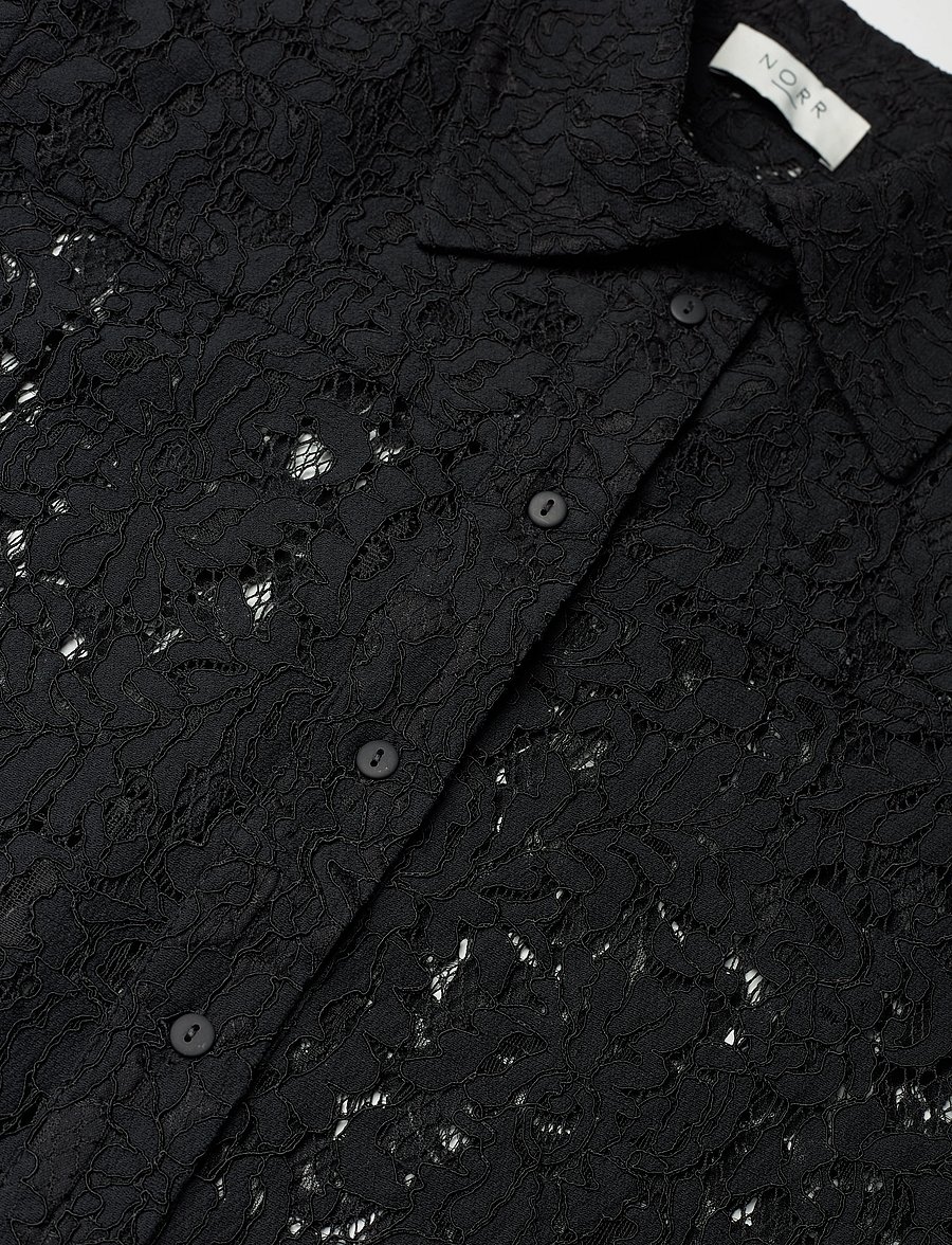NORR - Sylvina lace shirt - långärmade skjortor - black - 5
