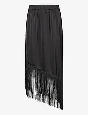 NORR - Gili fringe skirt - satin skirts - black - 0