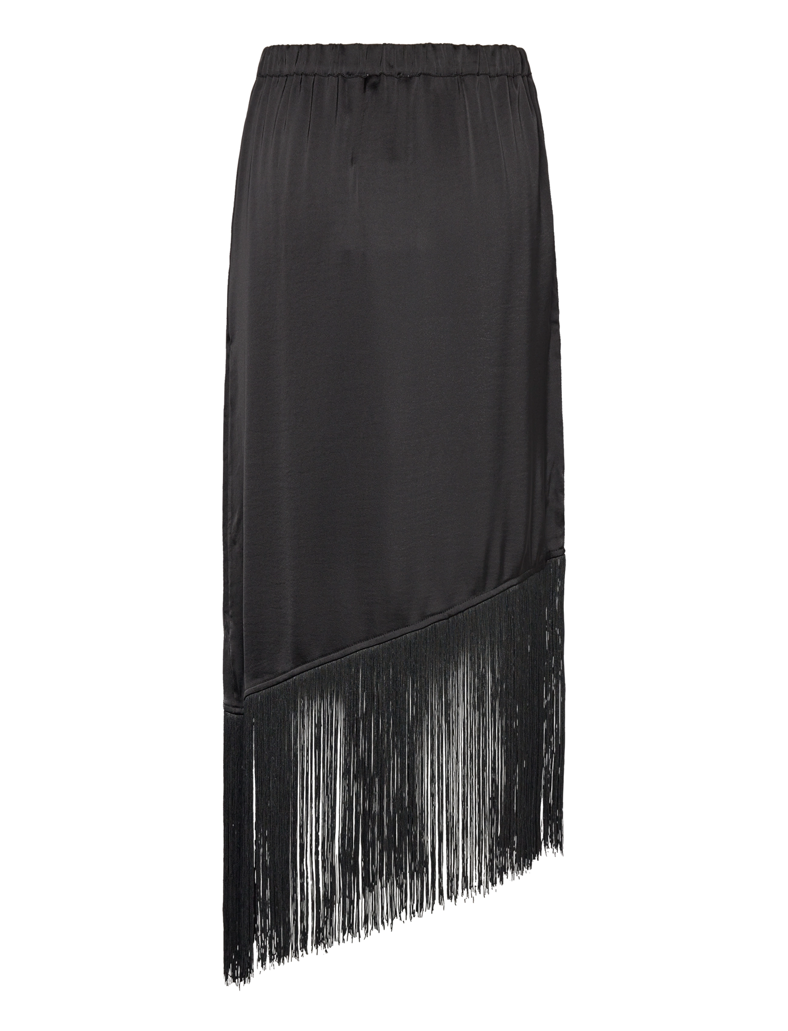 NORR - Gili fringe skirt - satinnederdele - black - 2
