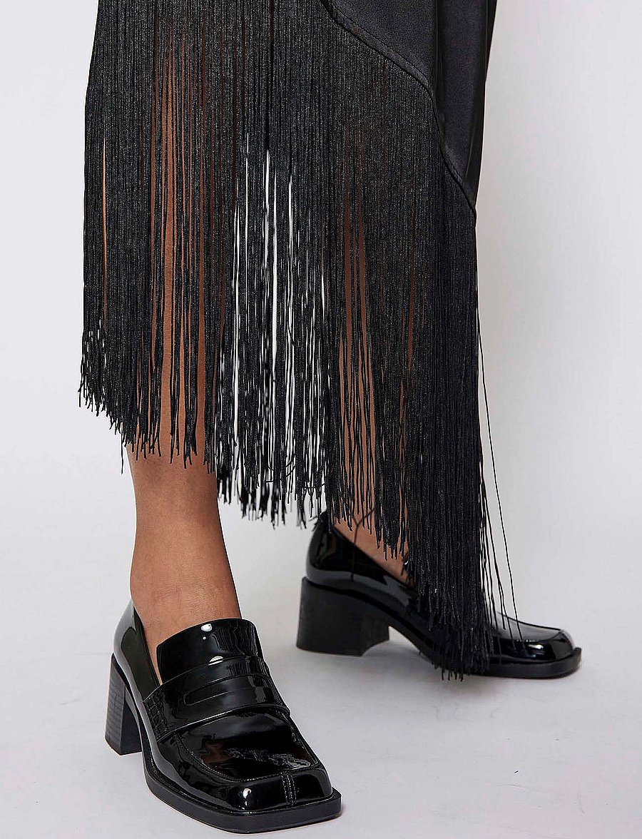 NORR - Gili fringe skirt - satinnederdele - black - 3