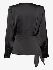 NORR - Gili wrap top - long-sleeved blouses - black - 1
