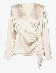 NORR - Gili wrap top - long-sleeved blouses - champagne - 0