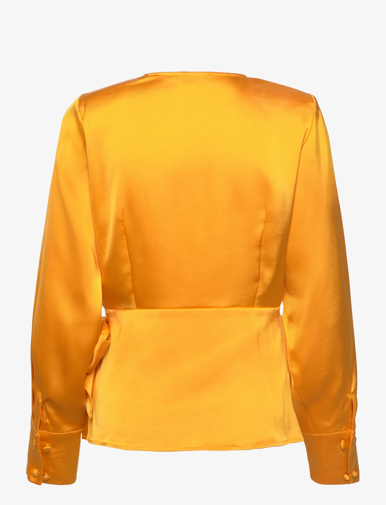 NORR - Gili wrap top - long-sleeved blouses - orange - 1