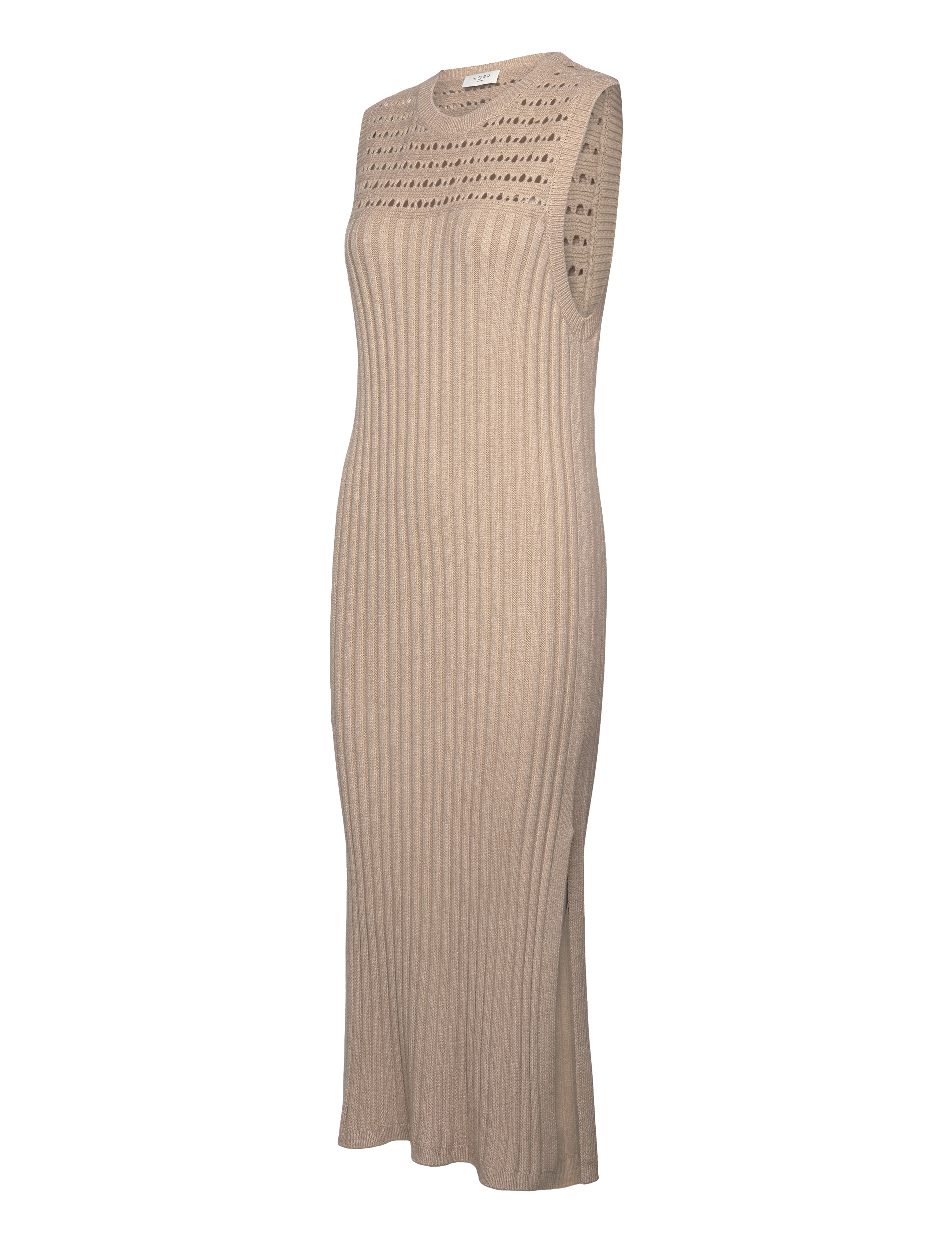 NORR - Crome rib knit dress - beige mÉlange - 3