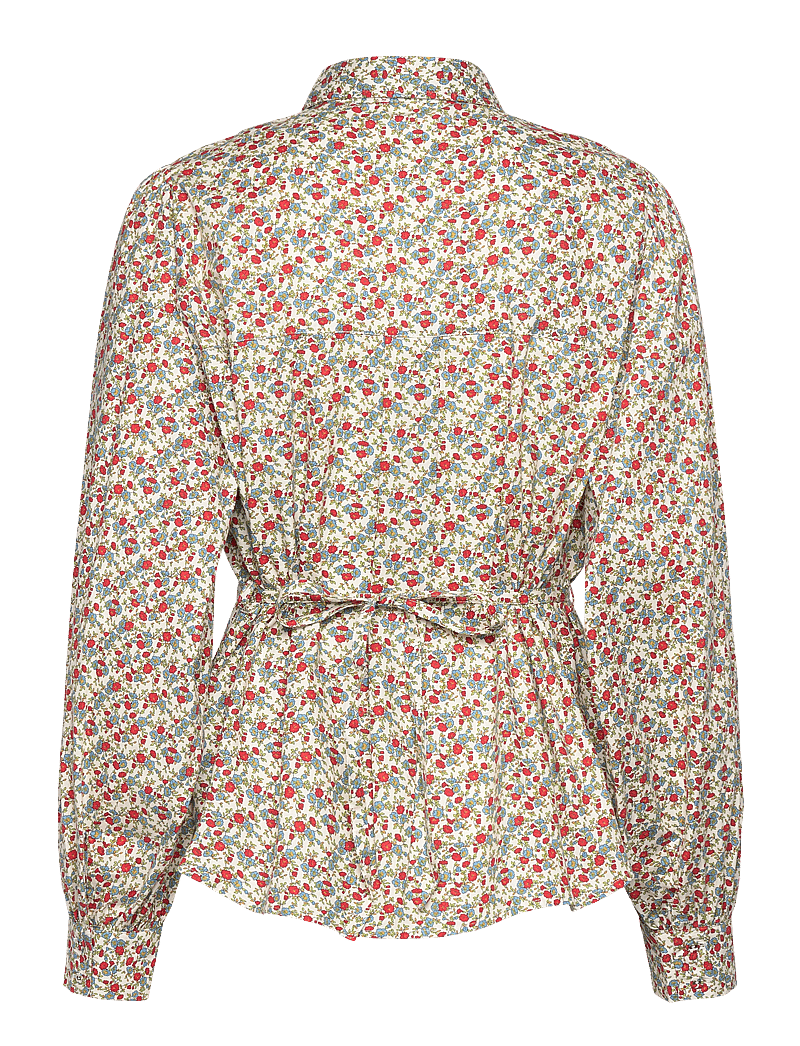 NORR - Flowers shirt - långärmade skjortor - red flower aop - 1