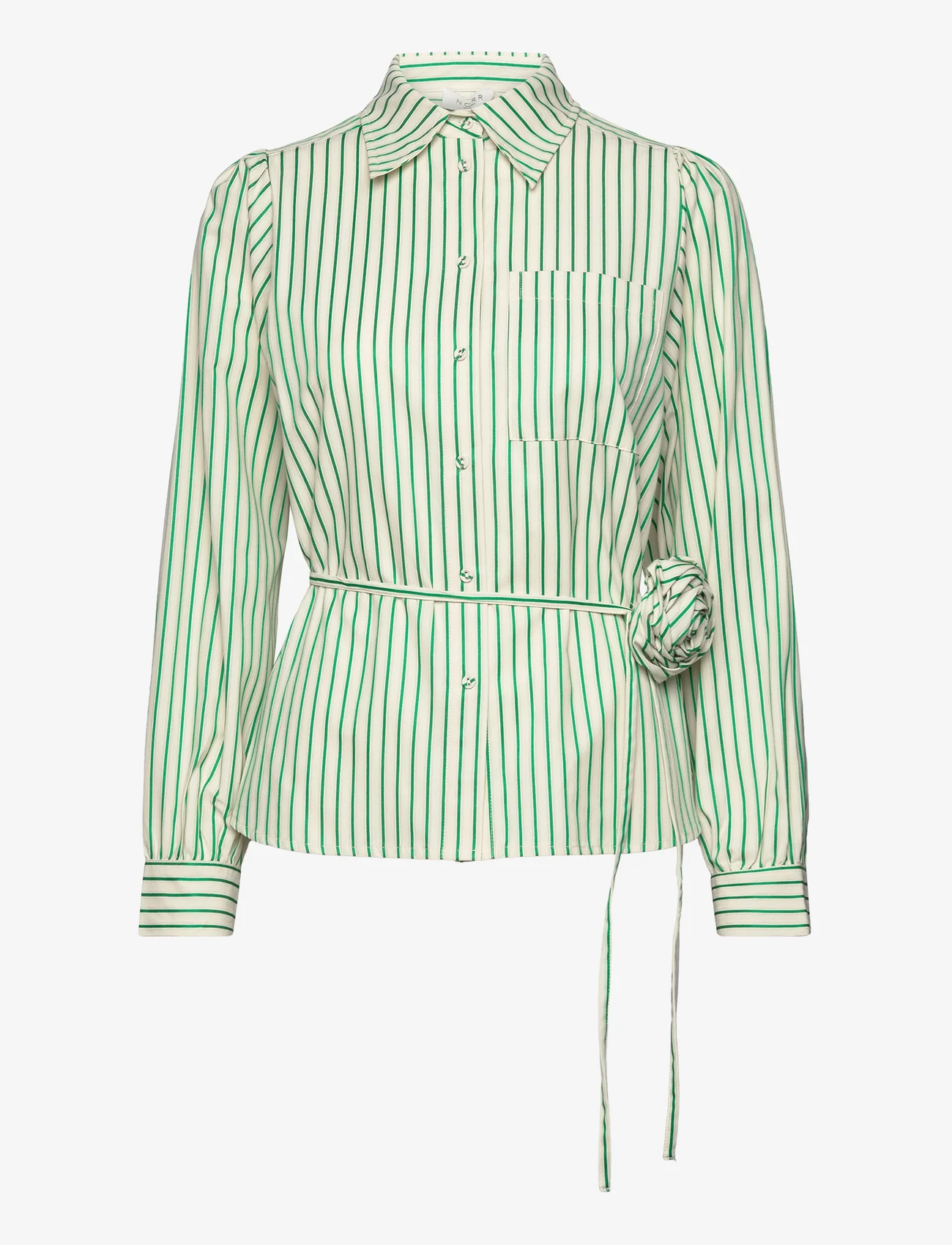 NORR - Linna shirt - long-sleeved shirts - bright green stripe - 1
