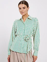 NORR - Linna shirt - long-sleeved shirts - bright green stripe - 4