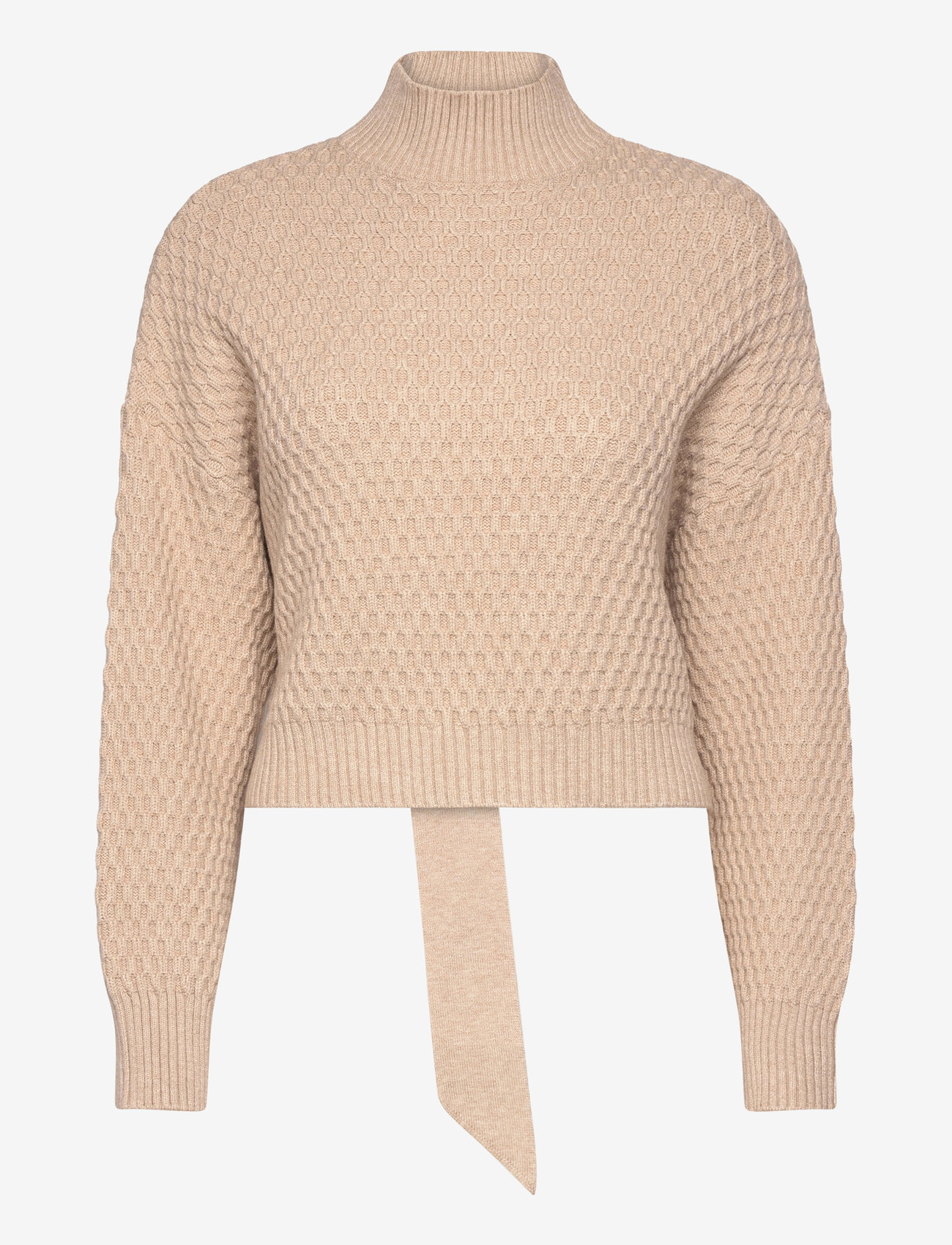NORR - Mathilde bow knit top - beige mÉlange - 0