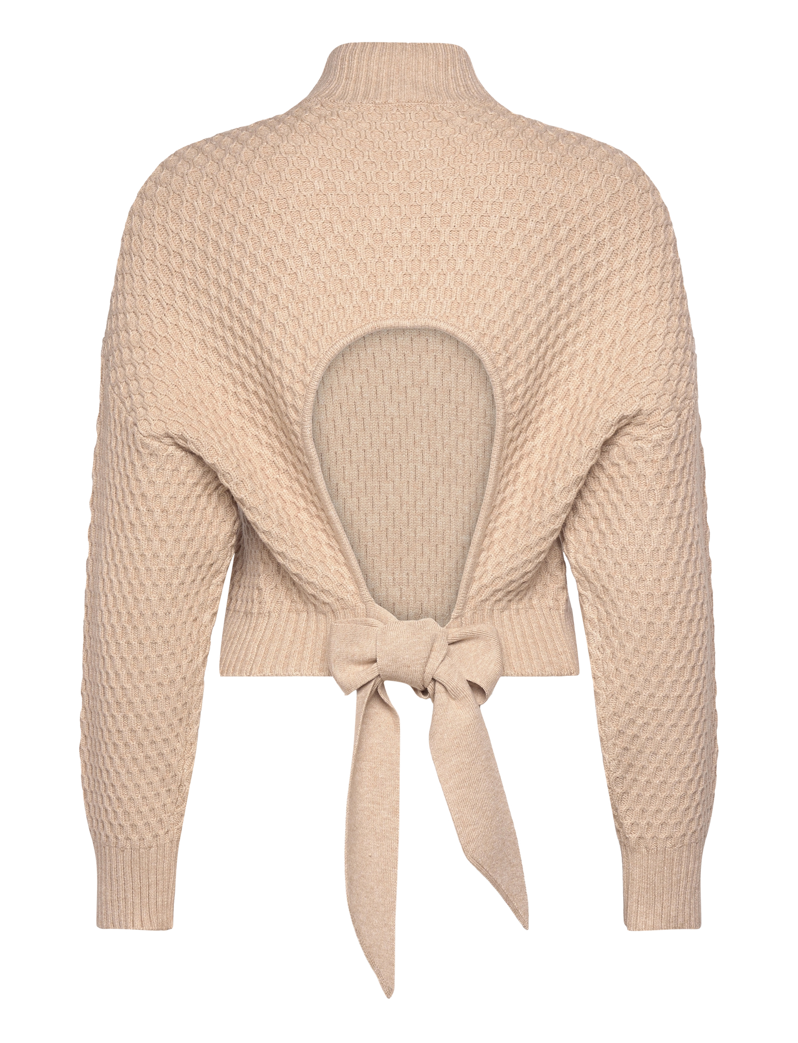 NORR - Mathilde bow knit top - beige mÉlange - 1