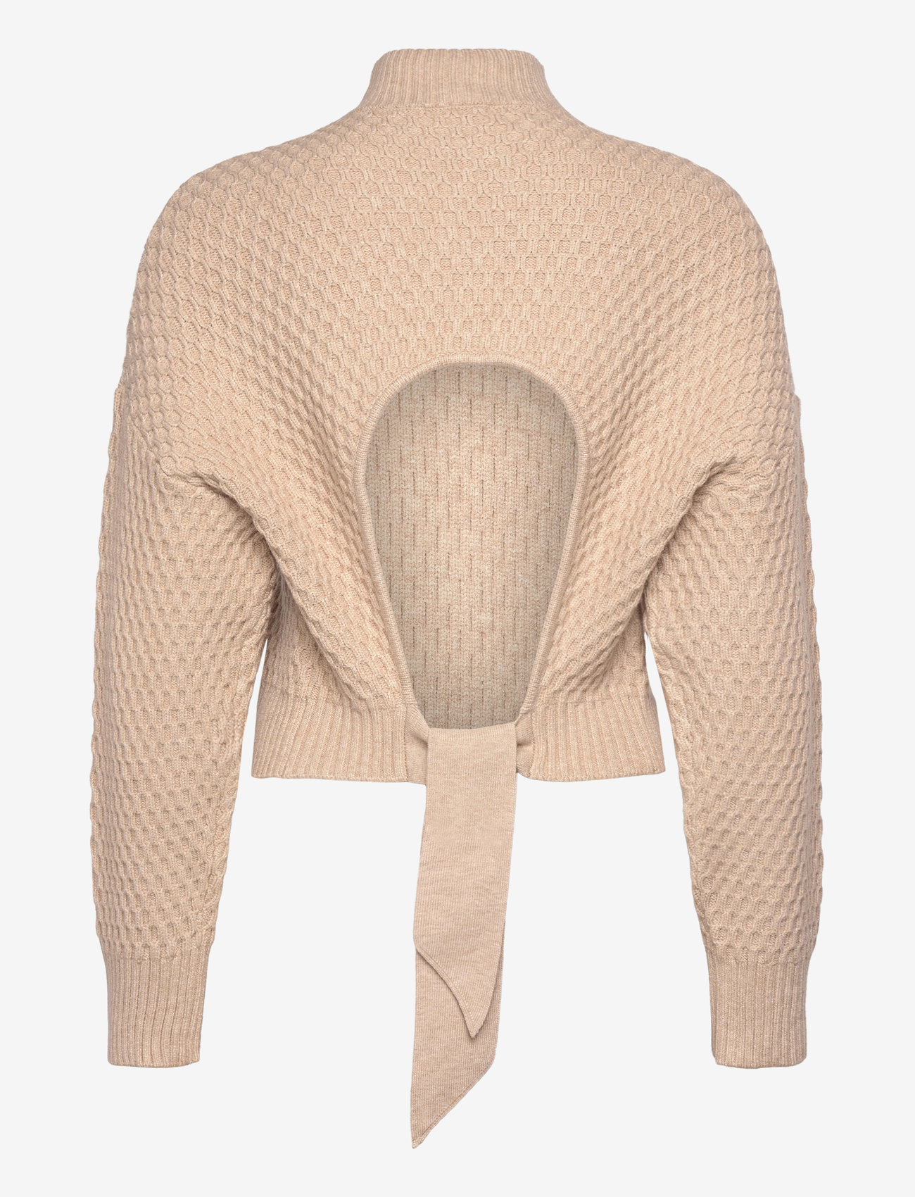 NORR - Mathilde bow knit top - beige mÉlange - 2