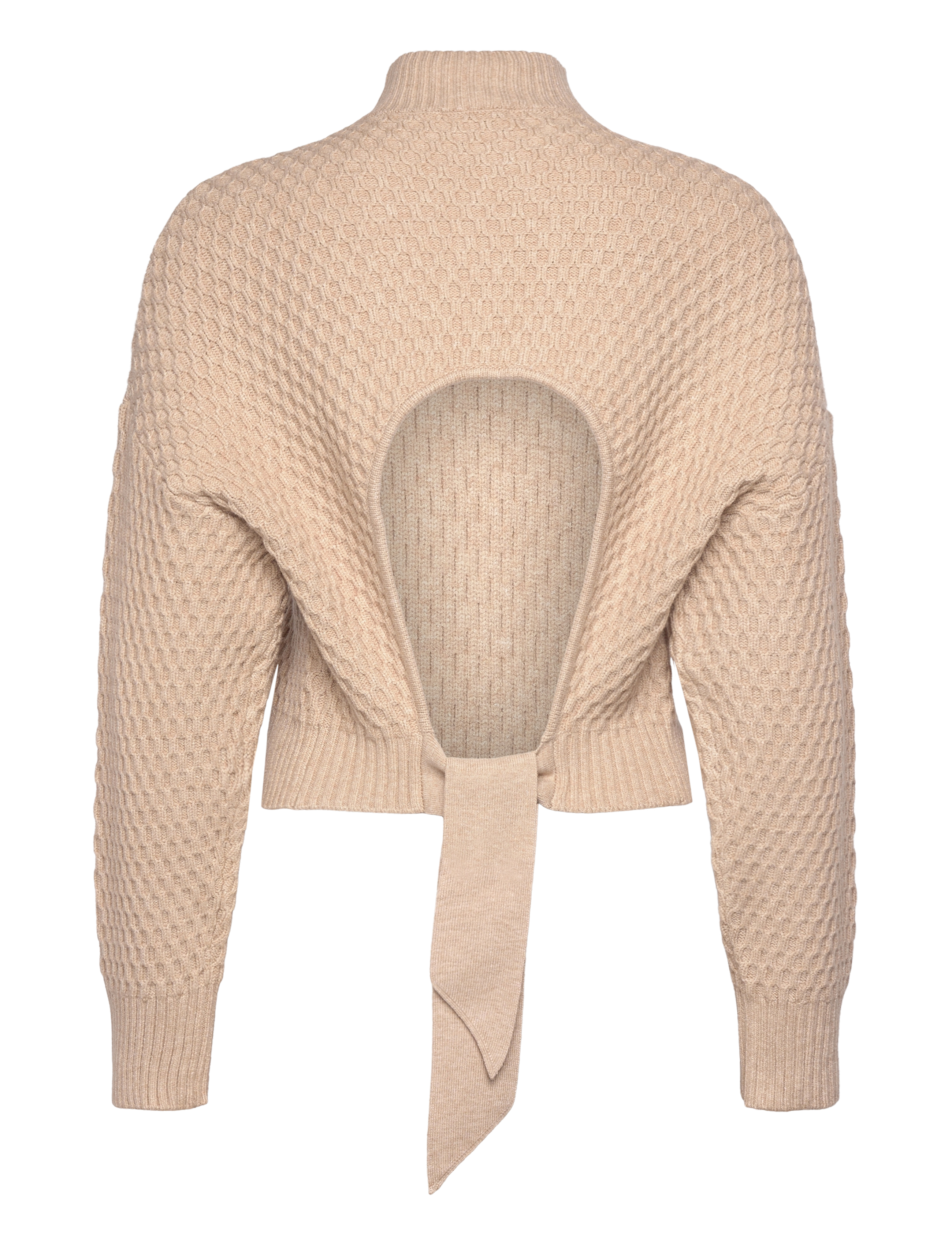 NORR - Mathilde bow knit top - beige mÉlange - 2