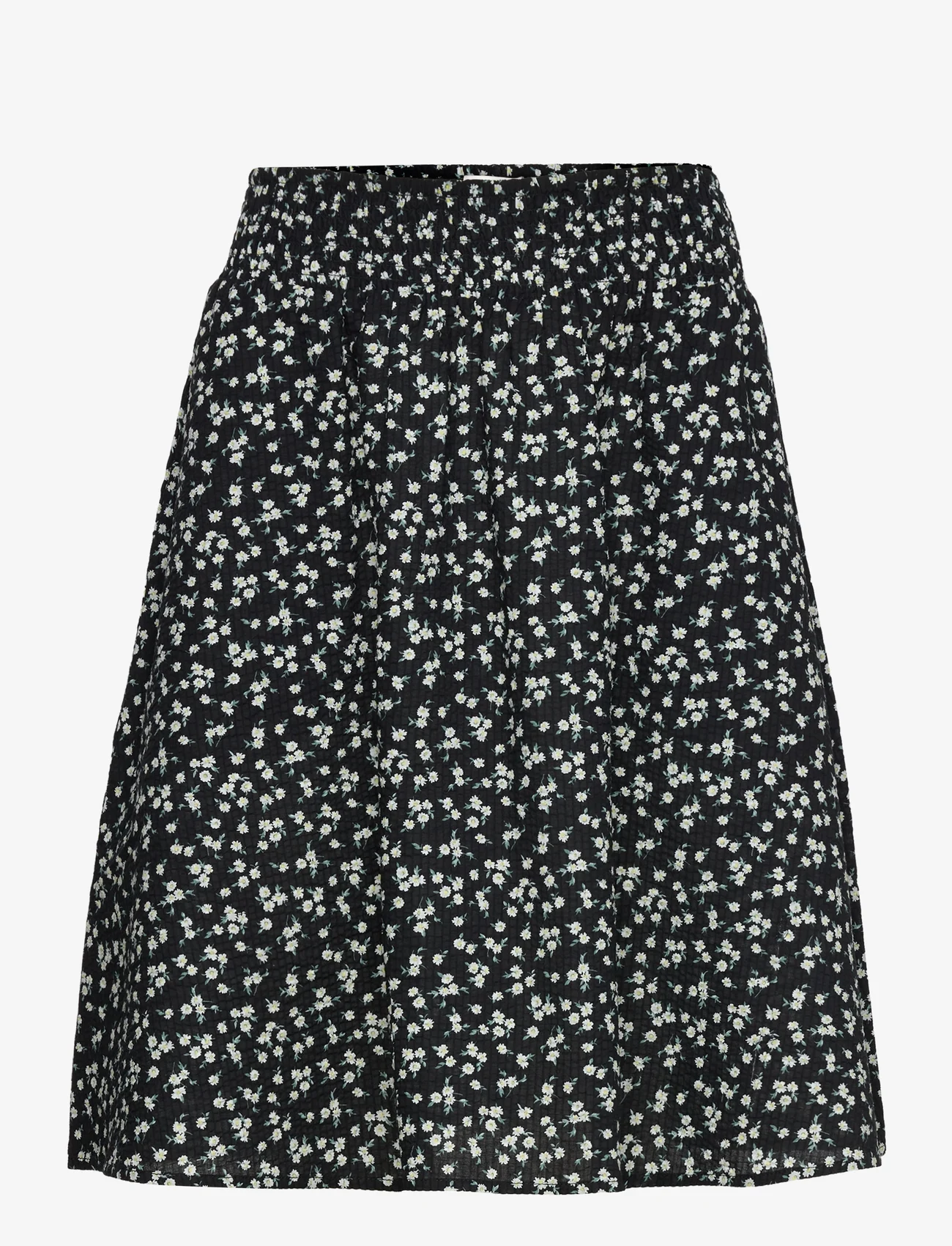NORR - Opal seersucker skirt - midi skirts - black flower aop - 0