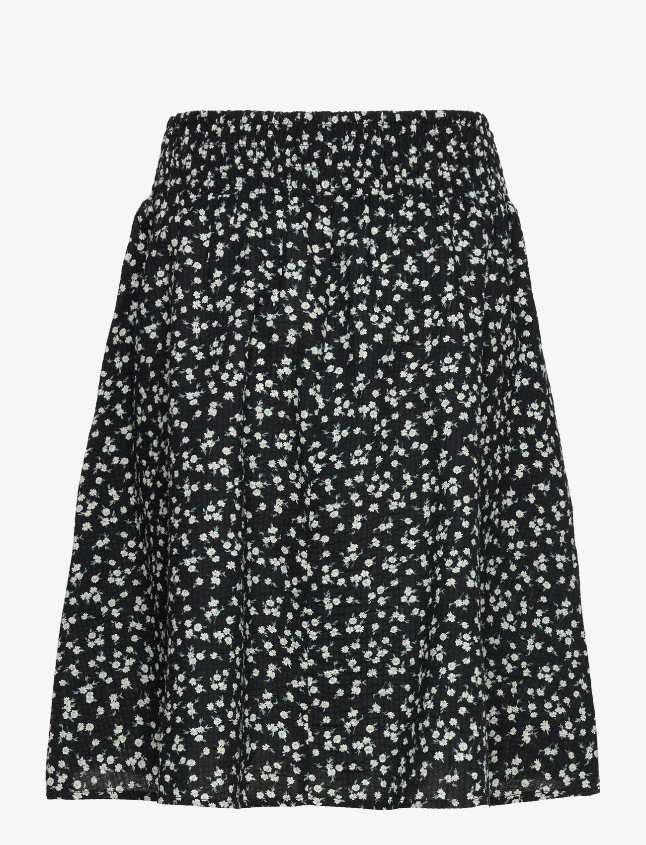 NORR - Opal seersucker skirt - midi skirts - black flower aop - 1
