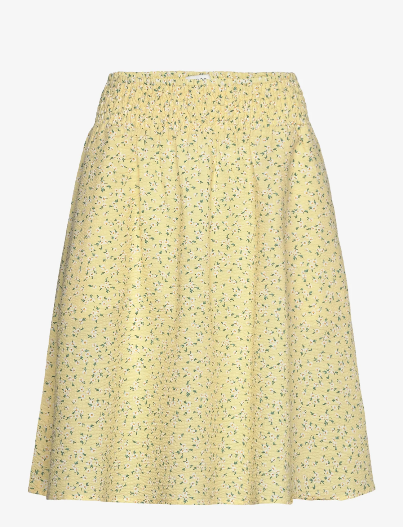 NORR - Opal seersucker skirt - midi skirts - light yellow flower aop - 0