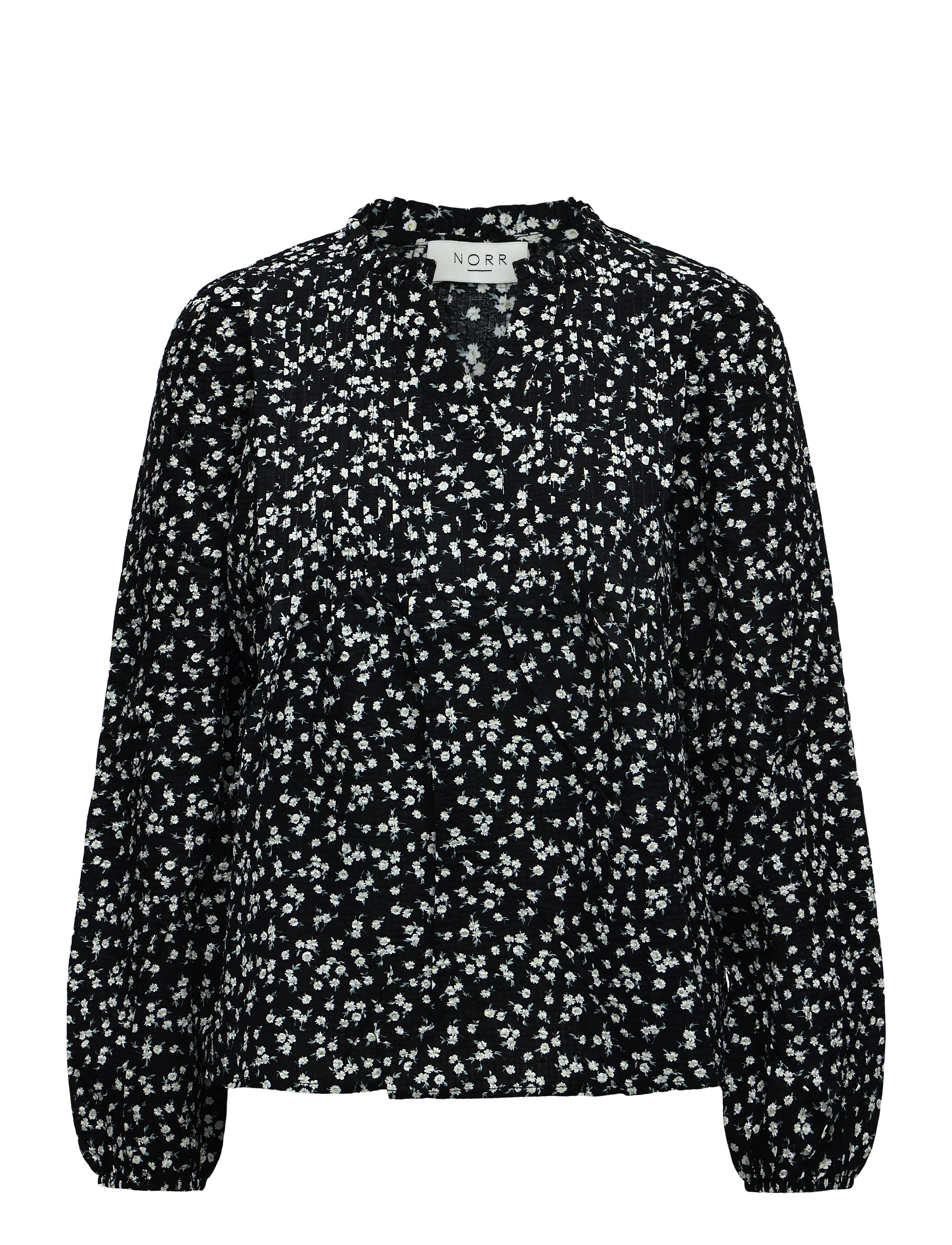 NORR Opal seersucker top - Blusen & Hemden - BLACK FLOWER AOP / black