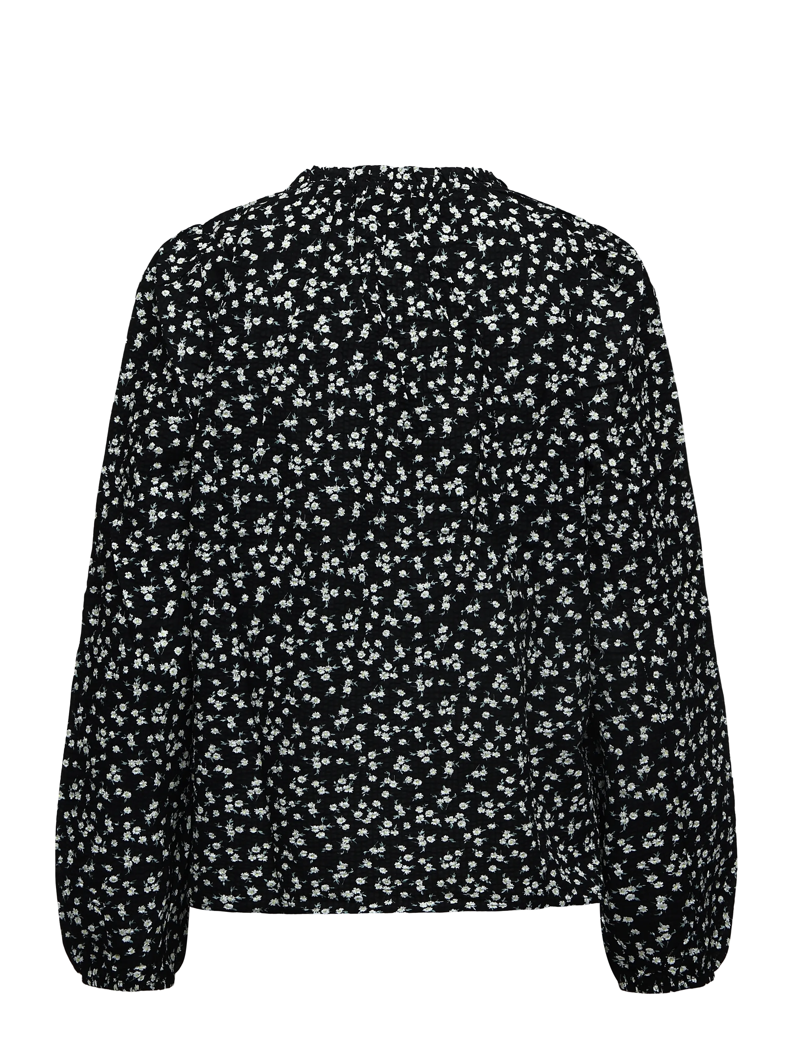 NORR - Opal seersucker top - langärmlige blusen - black flower aop - 1