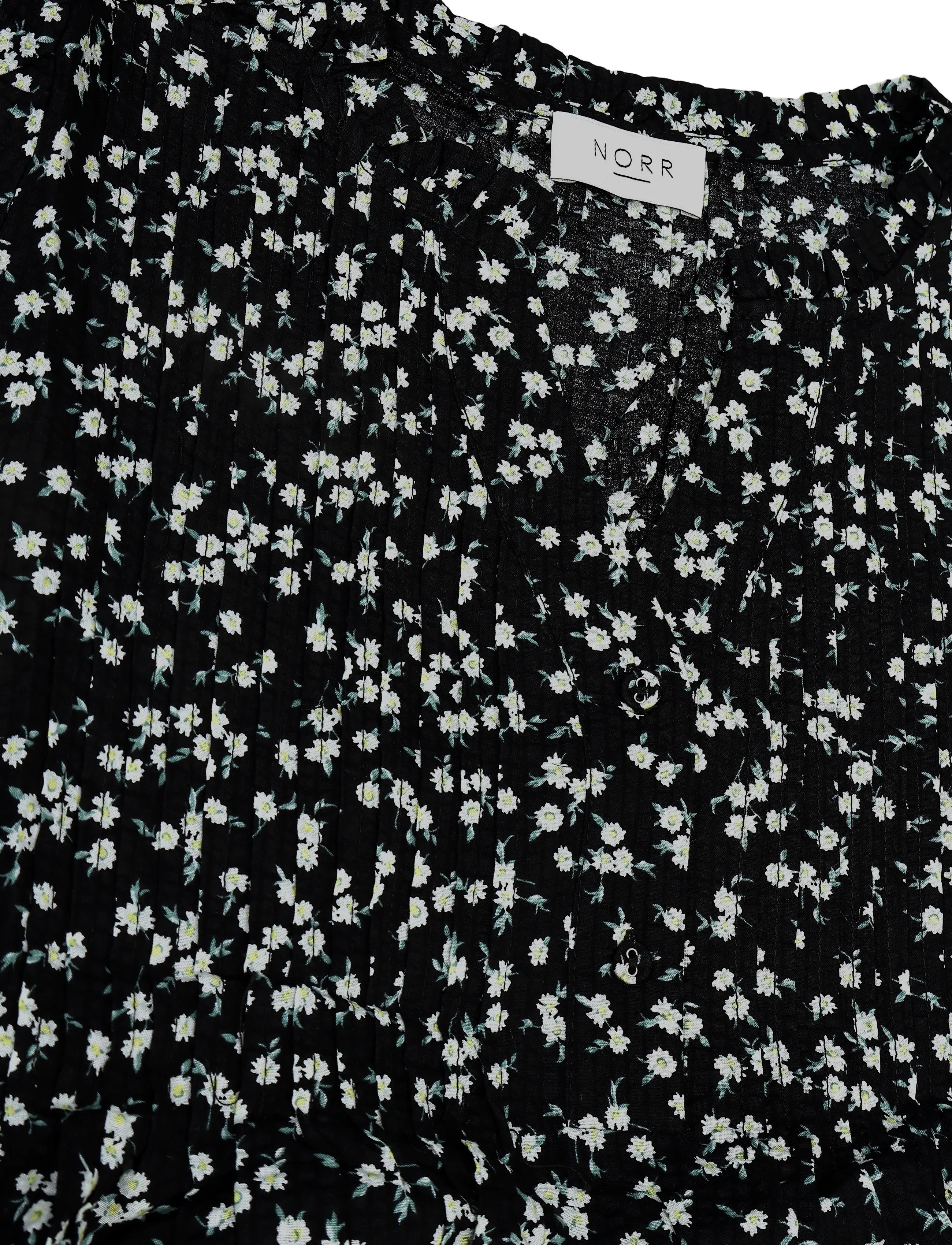 NORR - Opal seersucker top - langärmlige blusen - black flower aop - 2