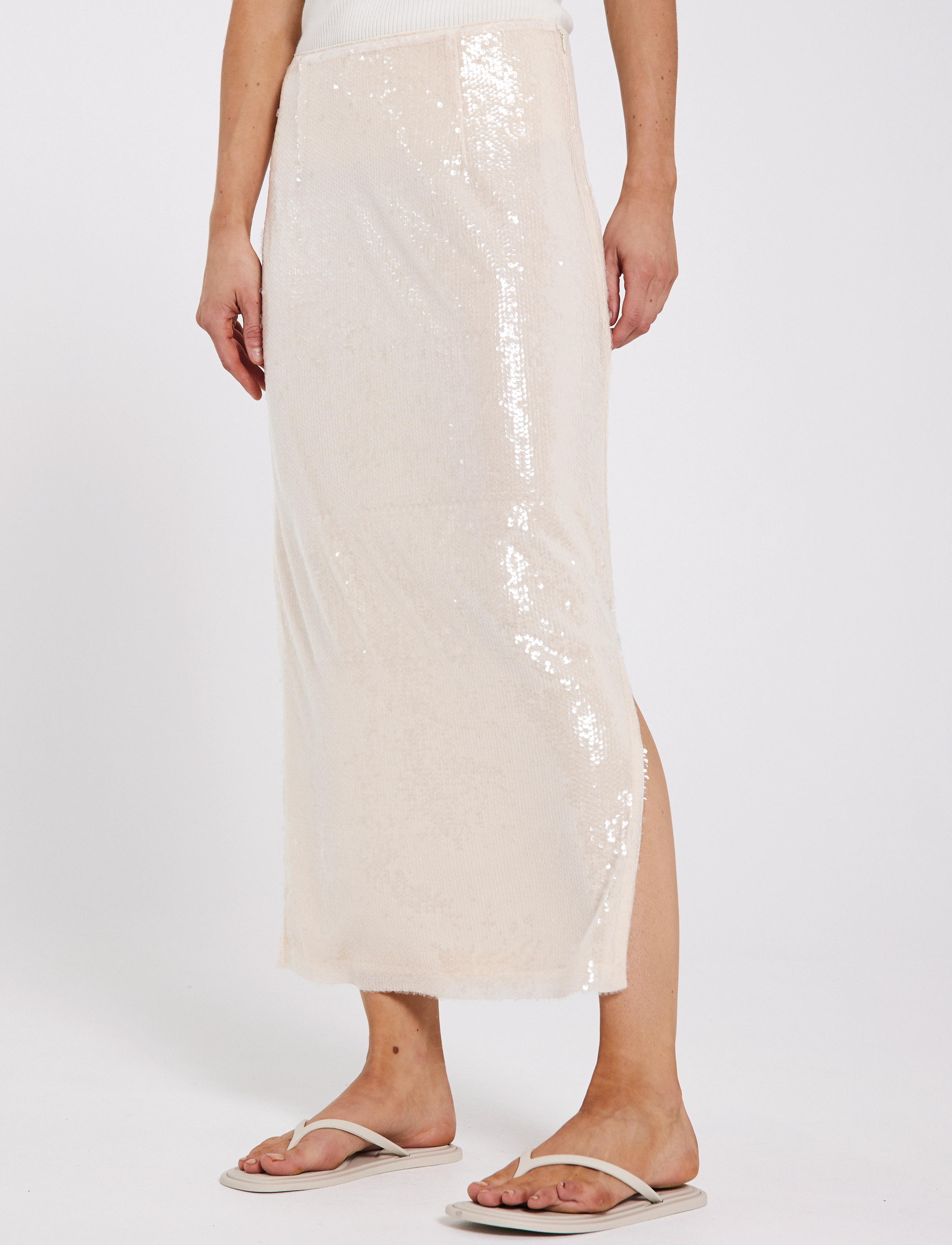 NORR - Sequina skirt - maxi röcke - off-white - 4