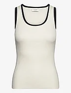 Sherry U-neck block knit tank - OFF-WHITE W. BLACK DETAIL