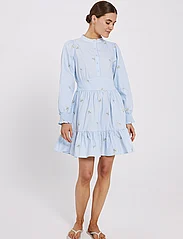 NORR - Miluna embroidery dress - summer dresses - light blue w. embroidery - 2