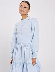 NORR - Miluna embroidery dress - summer dresses - light blue w. embroidery - 4