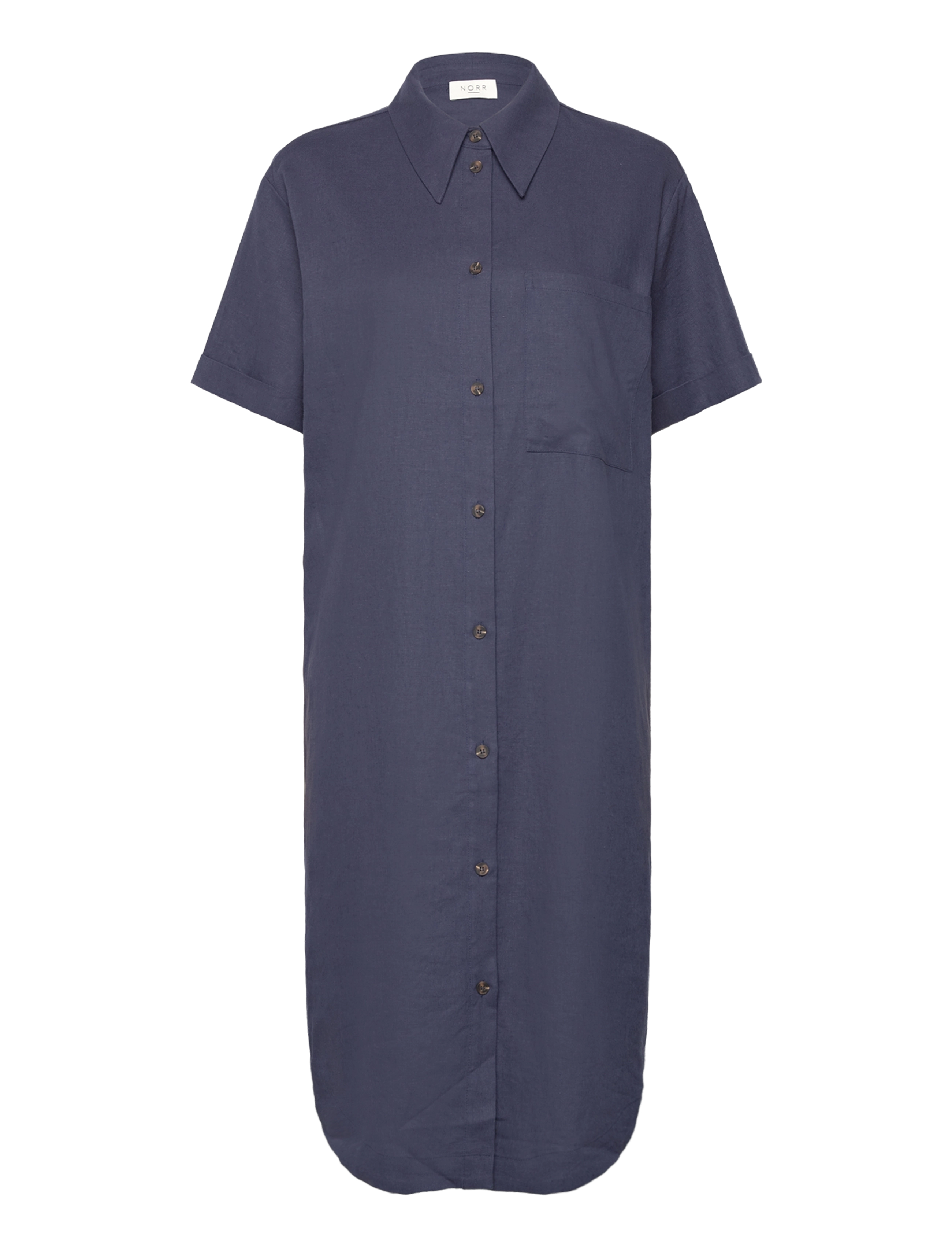 NORR Esma Shirt Dress, Kvinder, Kortærmet Skjortekjole, Blå, Str: 36