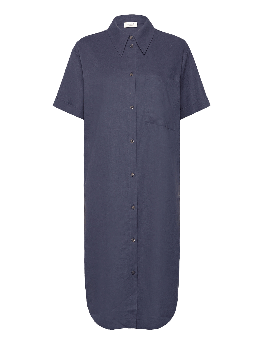 NORR - Esma shirt dress - skjortekjoler - blue - 0
