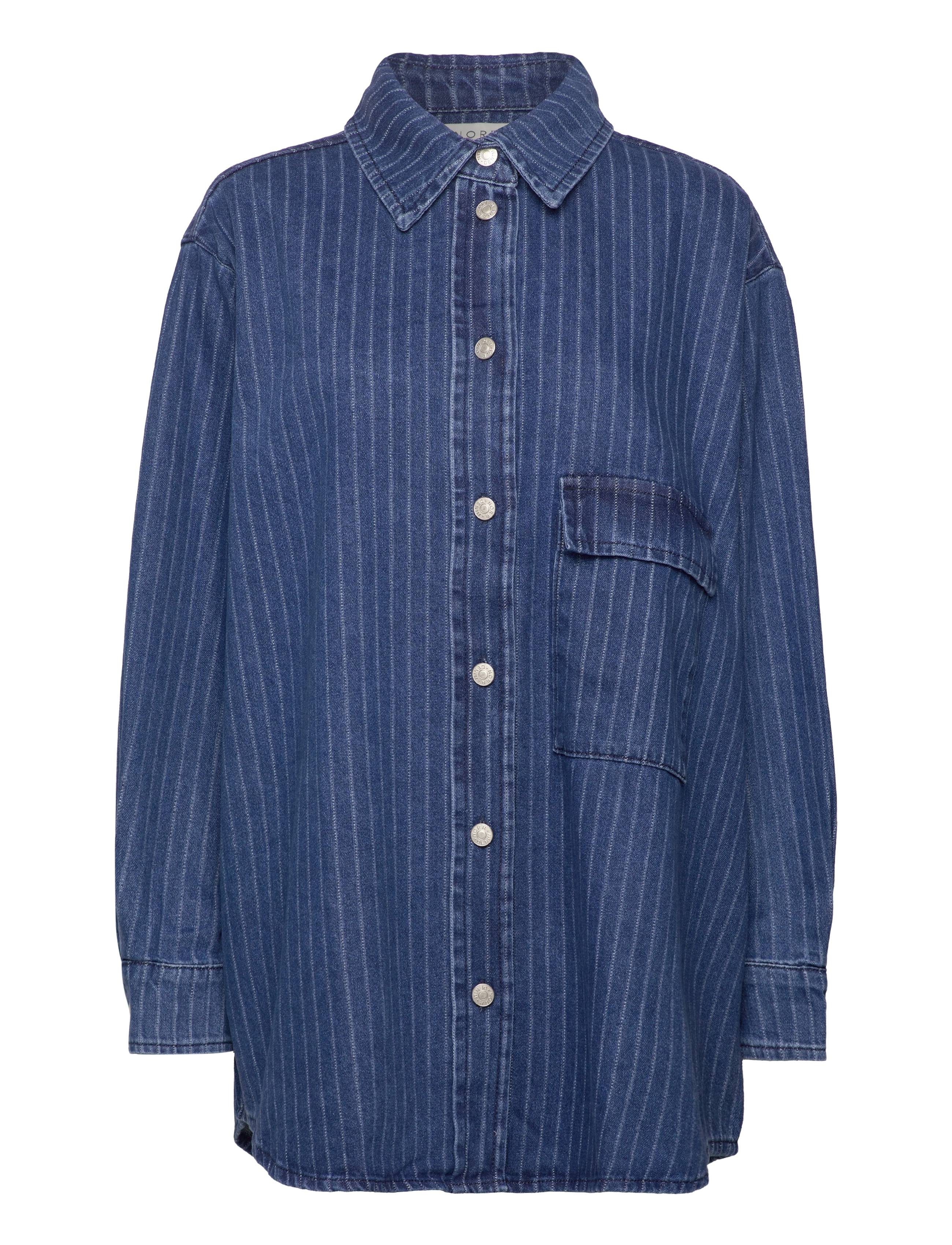 NORR Kenzie oversized denim shirt - NORR - CLEAR BLUE W. STRIPES / blue