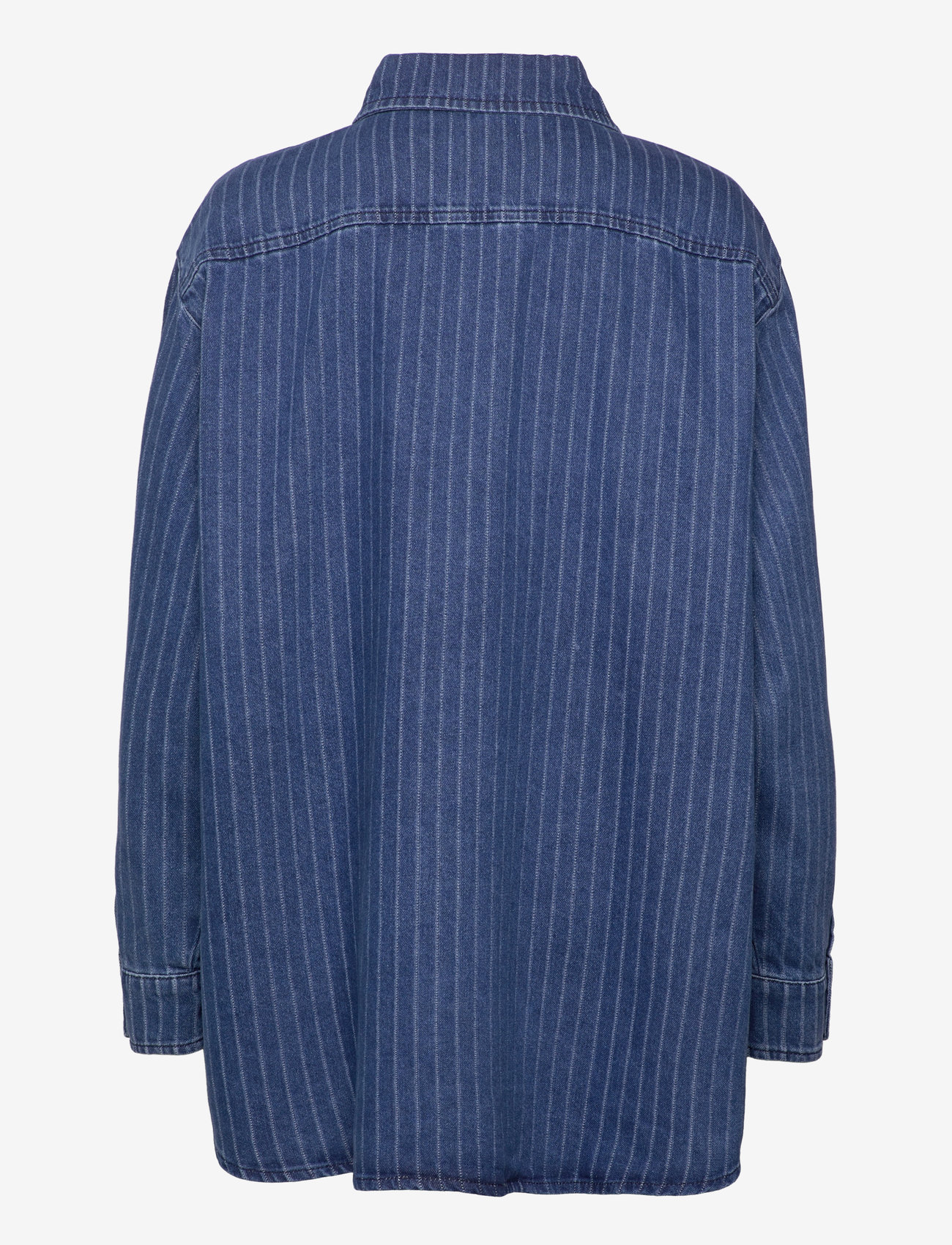 NORR - Kenzie oversized denim shirt - denimskjorter - clear blue w. stripes - 1