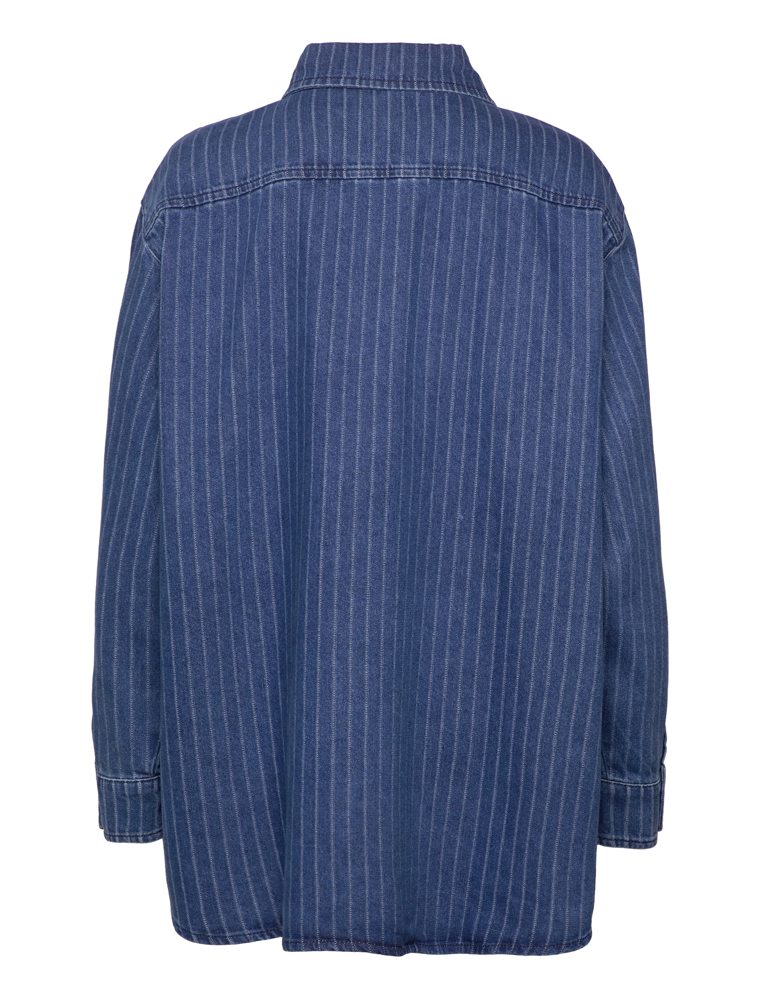 NORR - Kenzie oversized denim shirt - denimskjorter - clear blue w. stripes - 1