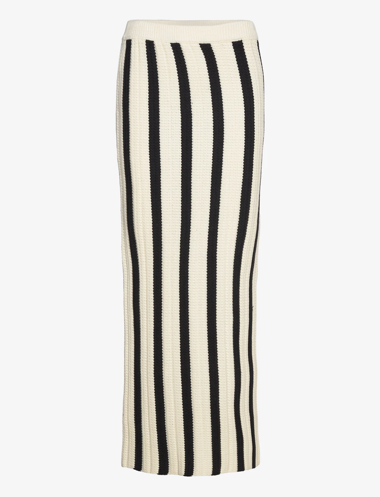 NORR - Stilla blocking knit skirt - maxi skirts - black stripe - 1