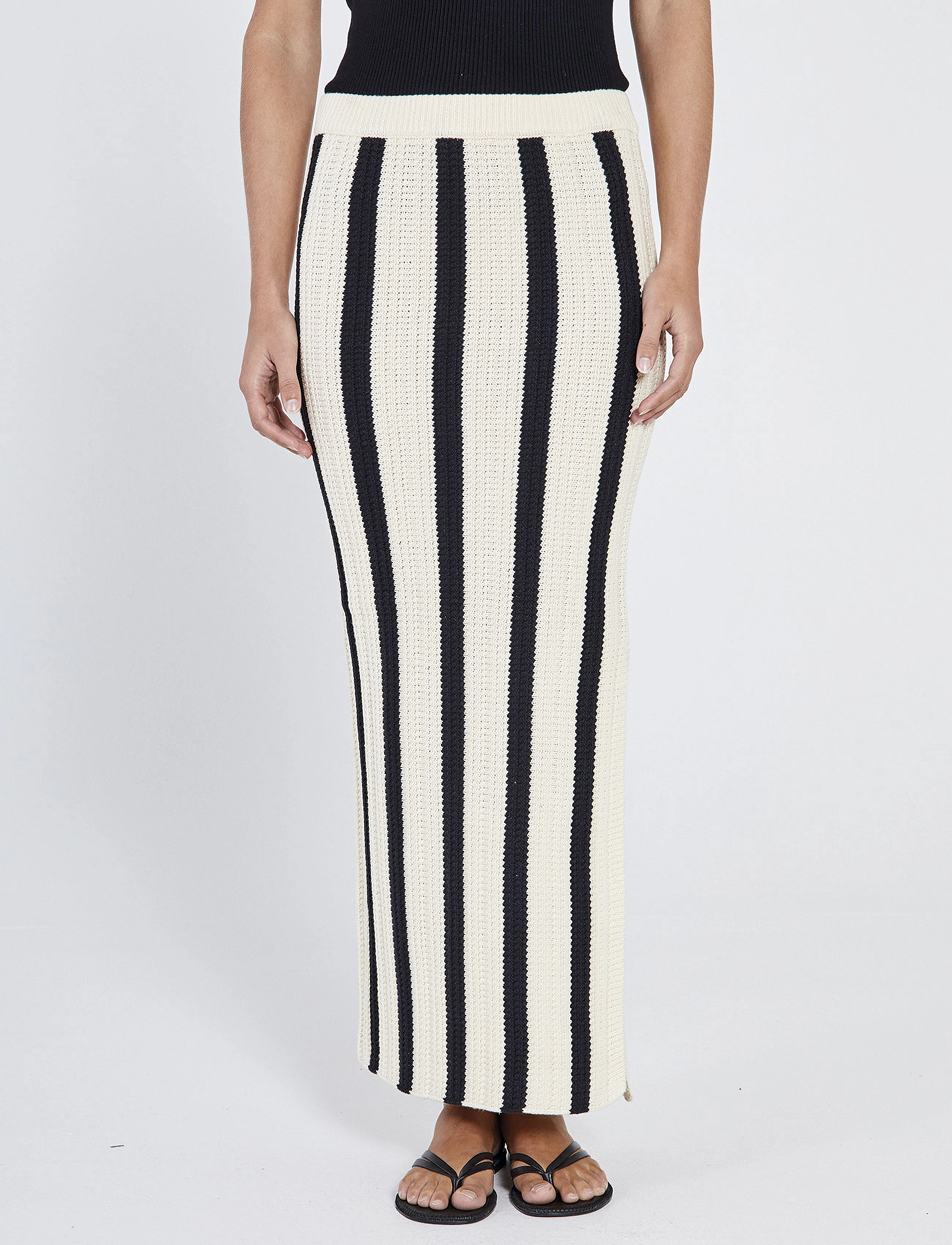 NORR - Stilla blocking knit skirt - maxi nederdele - black stripe - 4