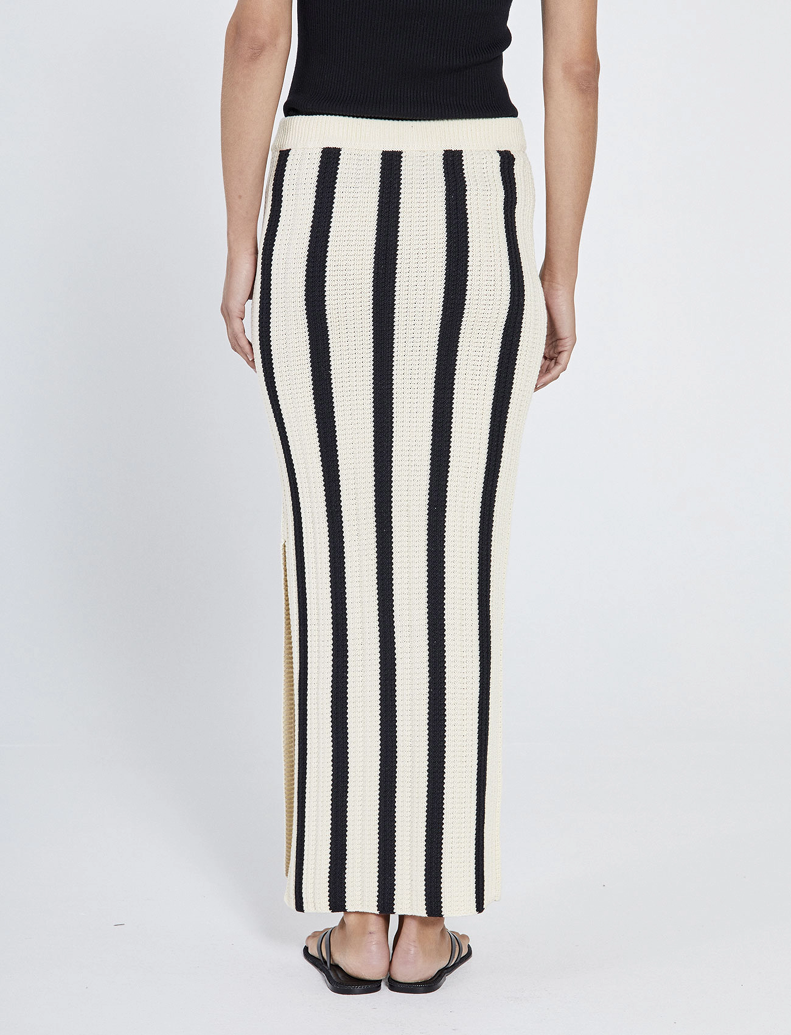 NORR - Stilla blocking knit skirt - maxi nederdele - black stripe - 5