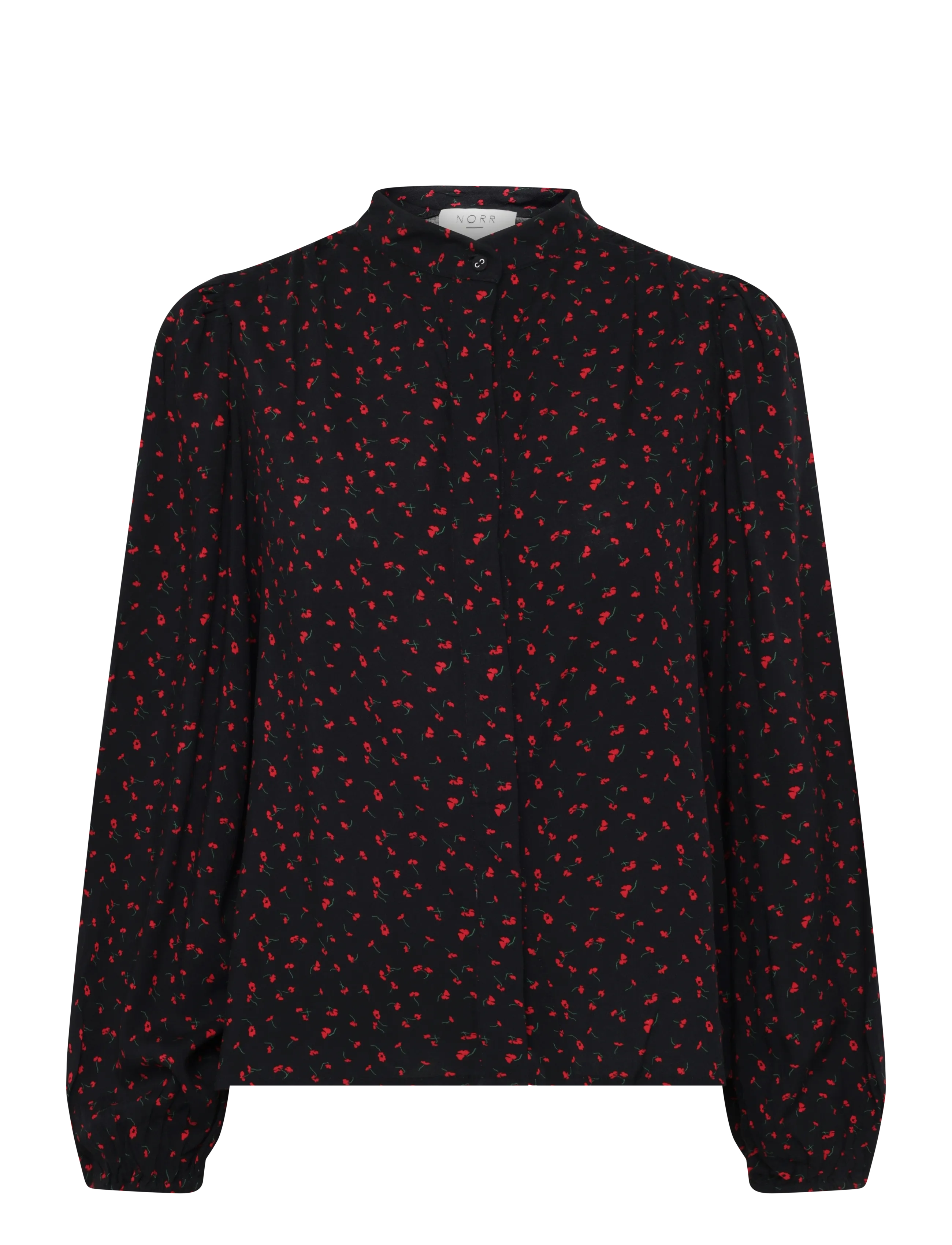NORR NO - Sabby LS shirt - Norr - BLACK W. RED FLOWER AOP / black