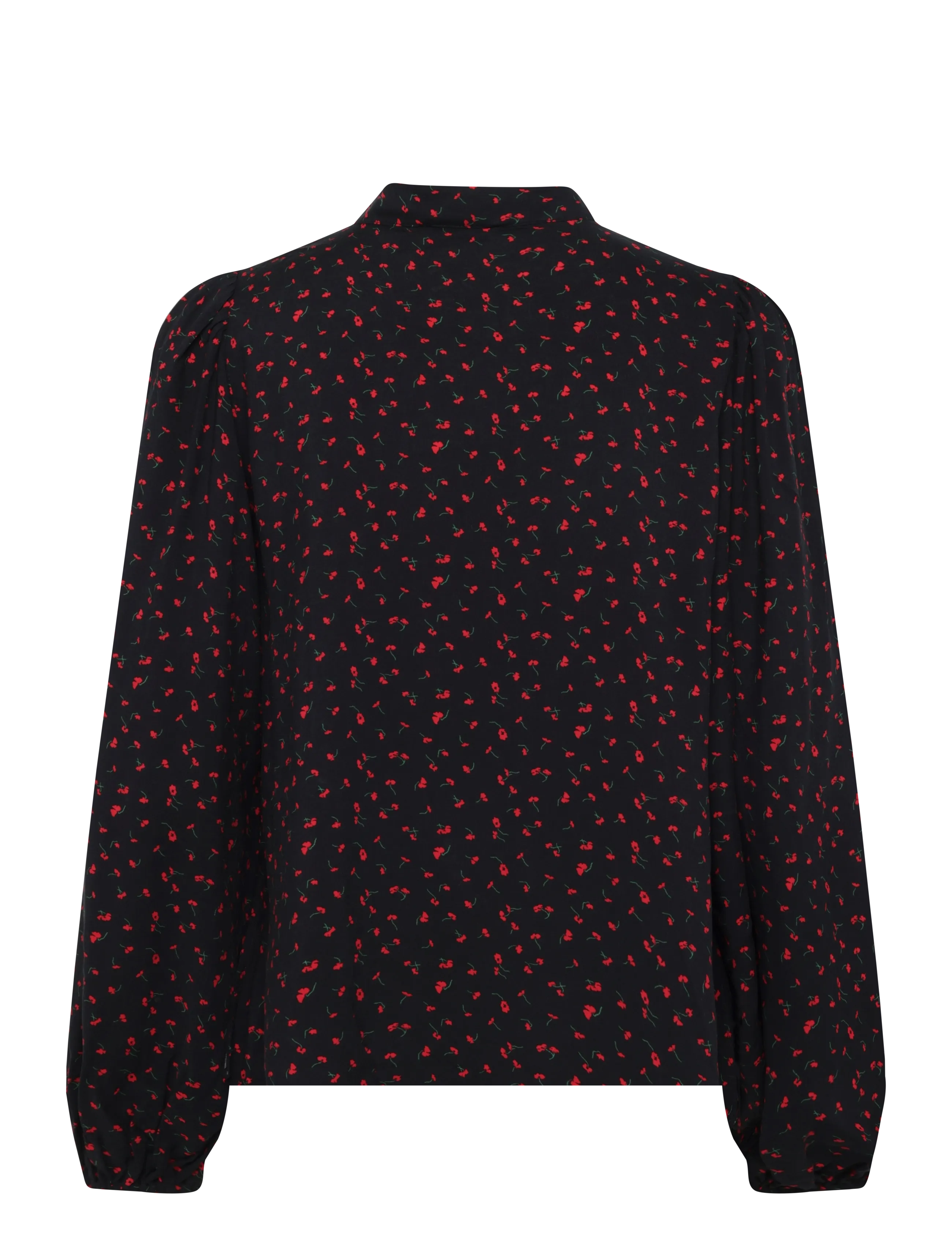 NORR - NO - Sabby LS shirt - långärmade skjortor - black w. red flower aop - 1